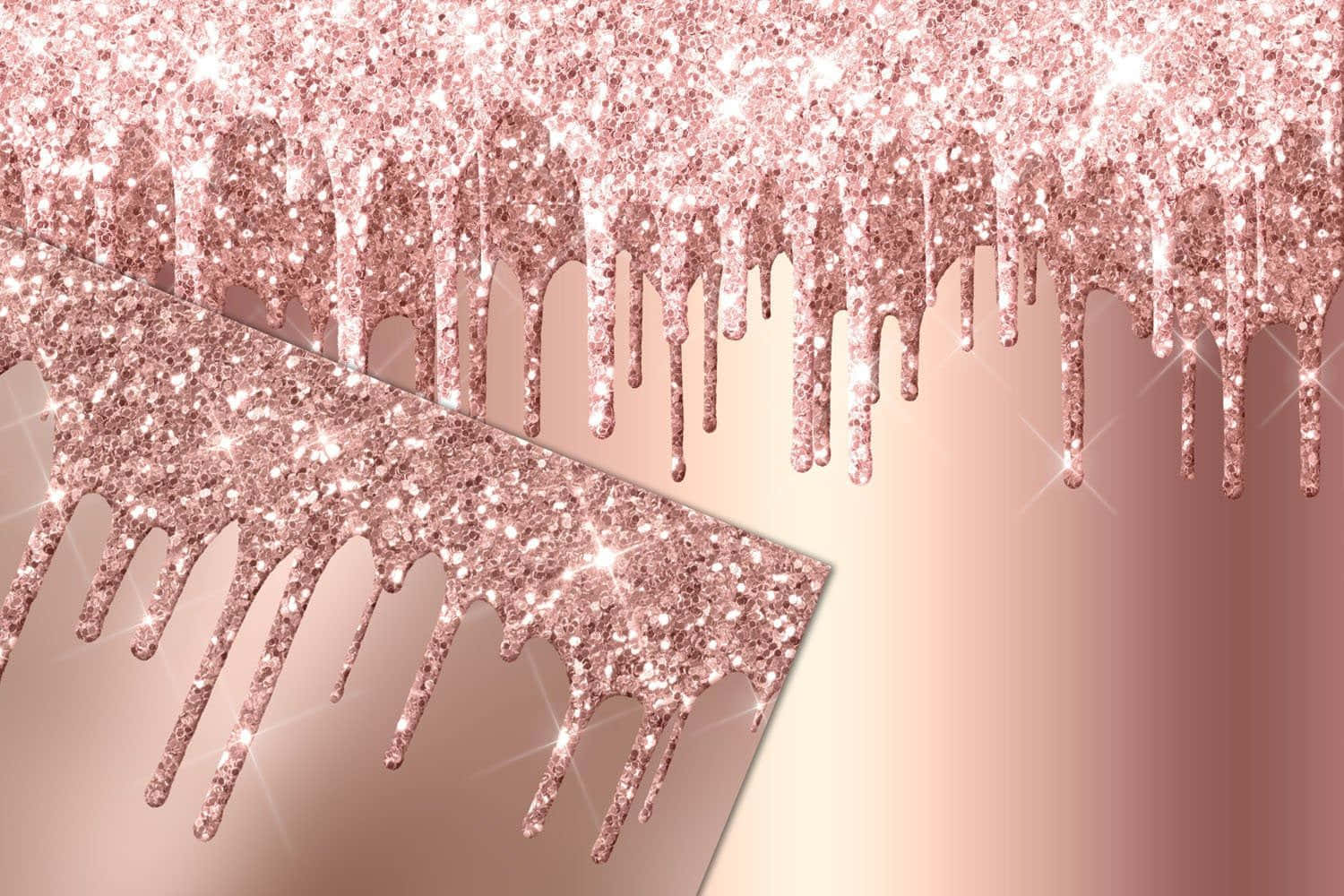 Rose Gold Glitter Dripping Background Background