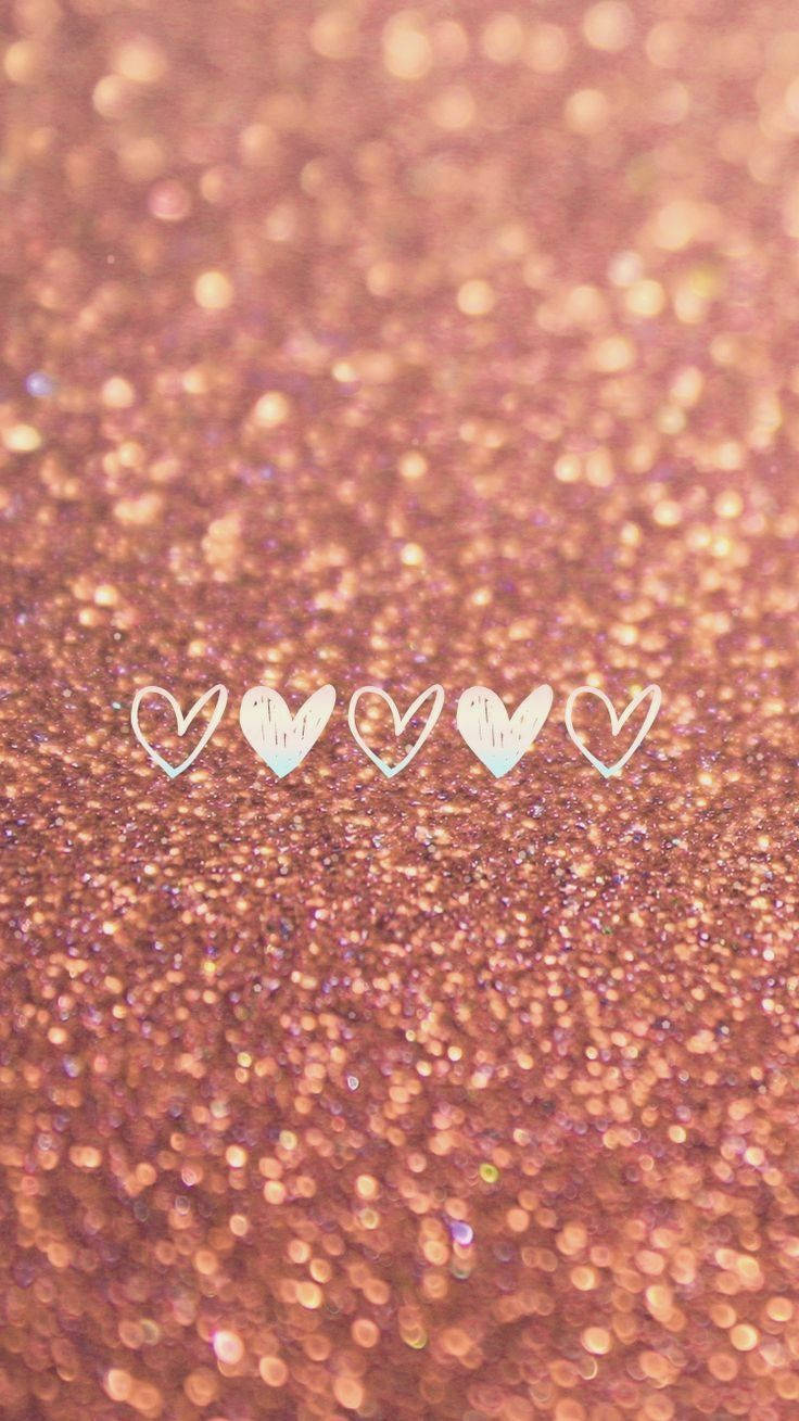 Rose Gold Glitter Hearts Background