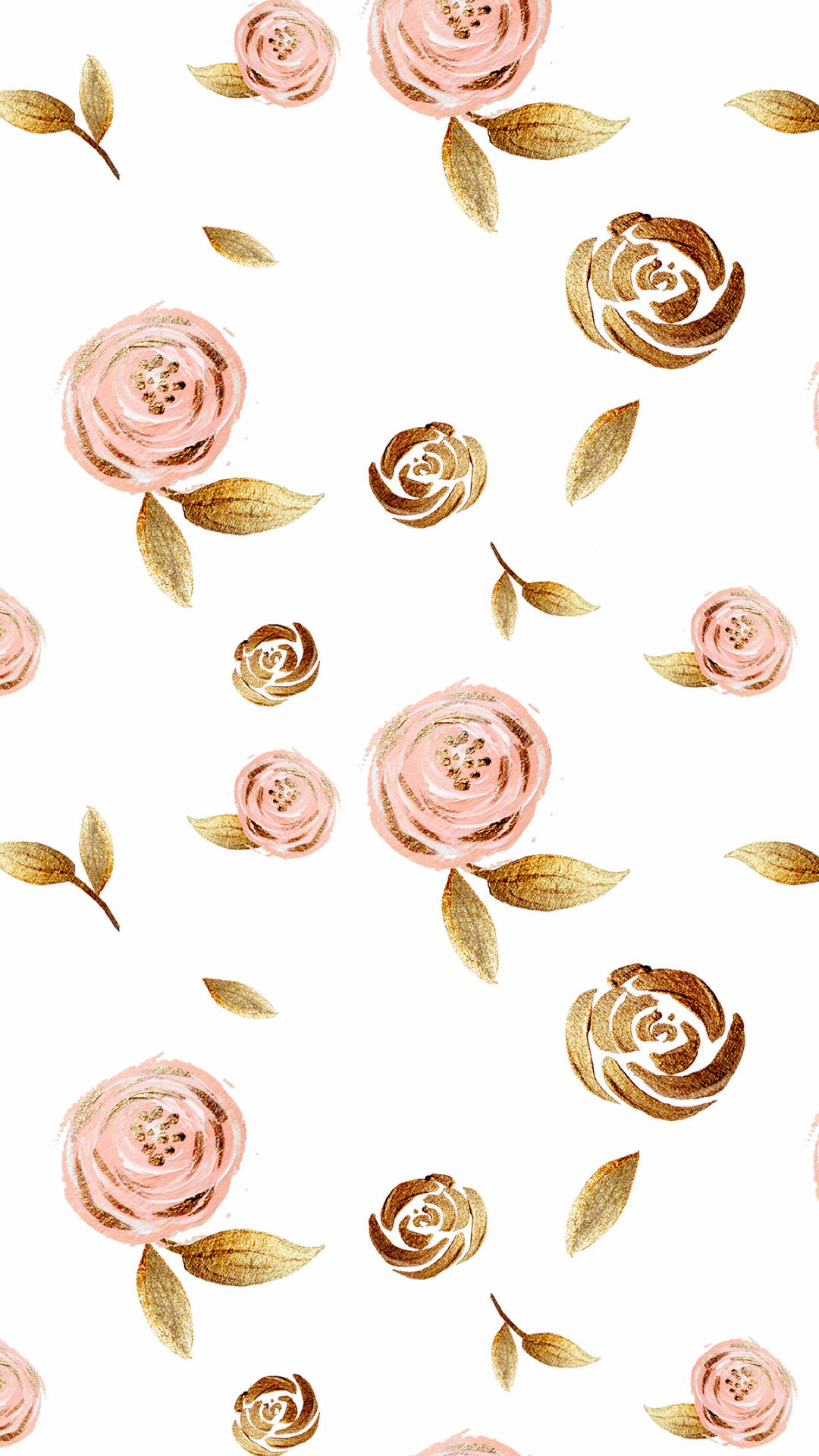 Rose Gold Ipad Flowers And Leaves Background