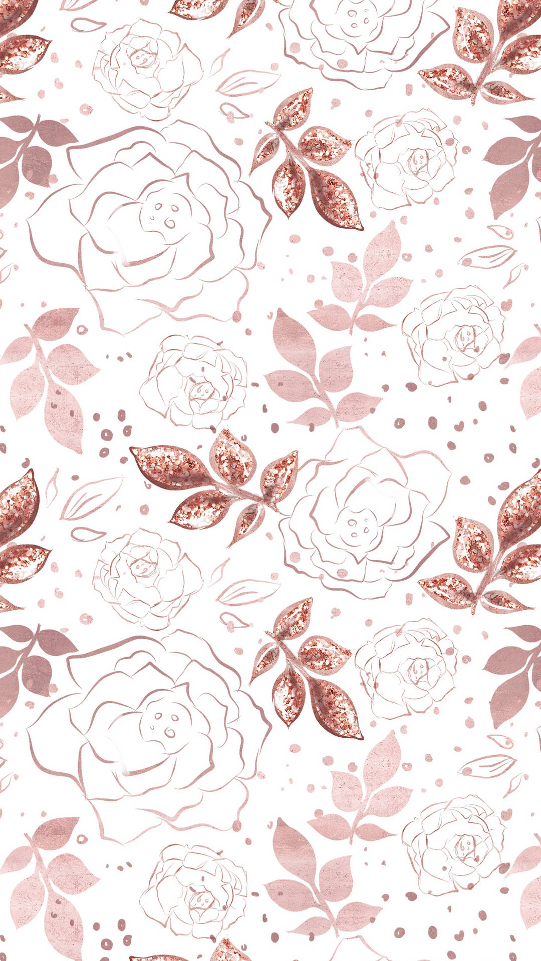 Rose Gold Ipad Outline Roses And Leaves