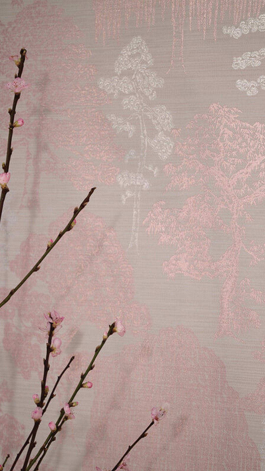 Rose Gold Ipad Sakura Branches Background
