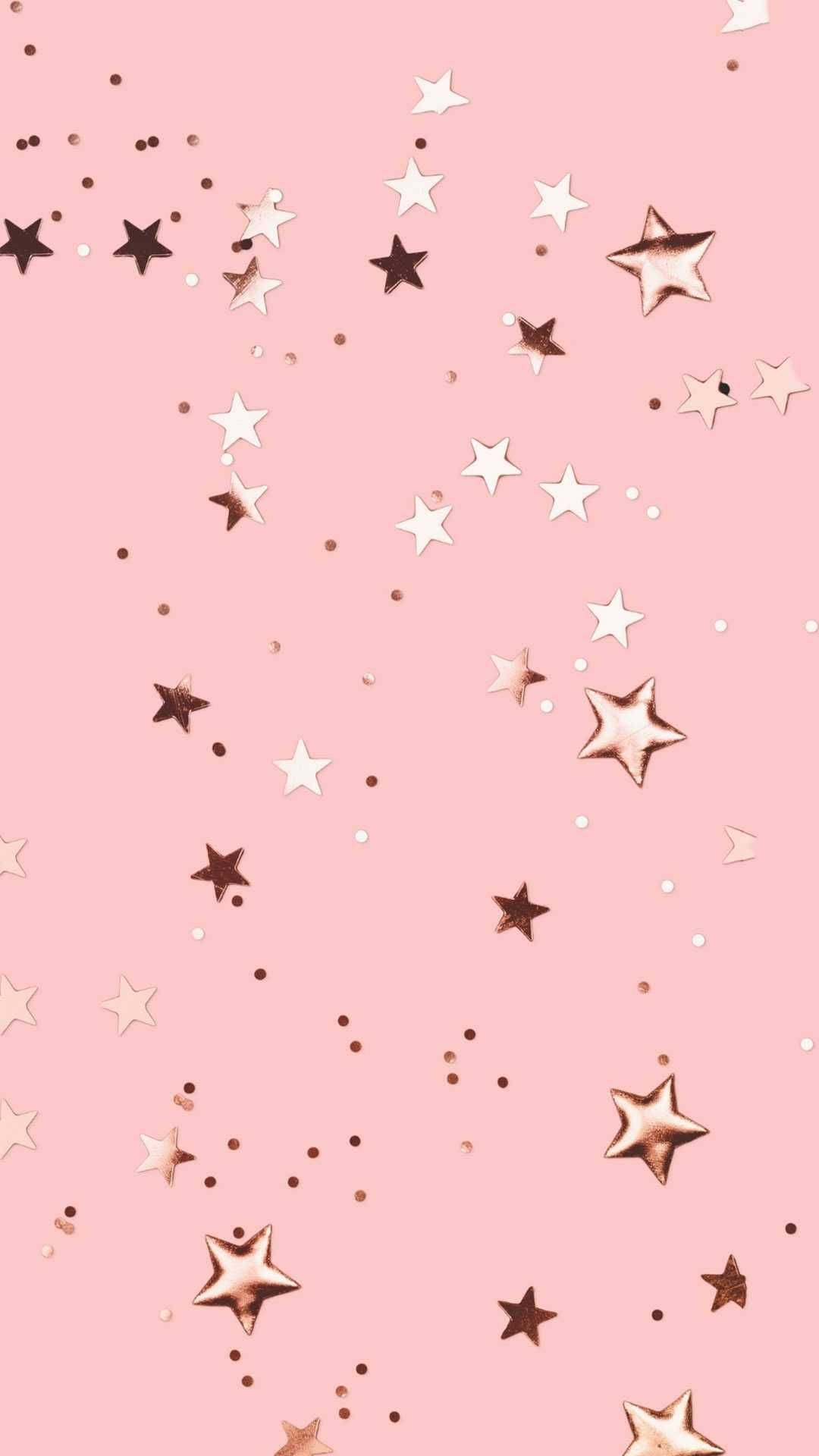 Rose Gold Stars And Circles Background