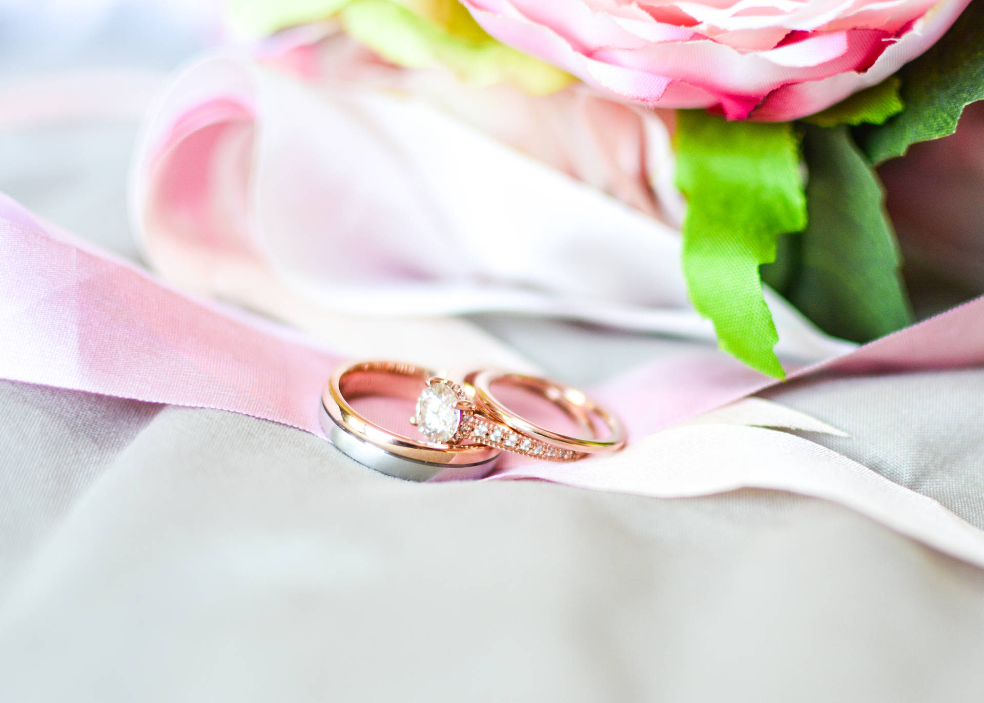 Rose Gold Wedding Rings Background
