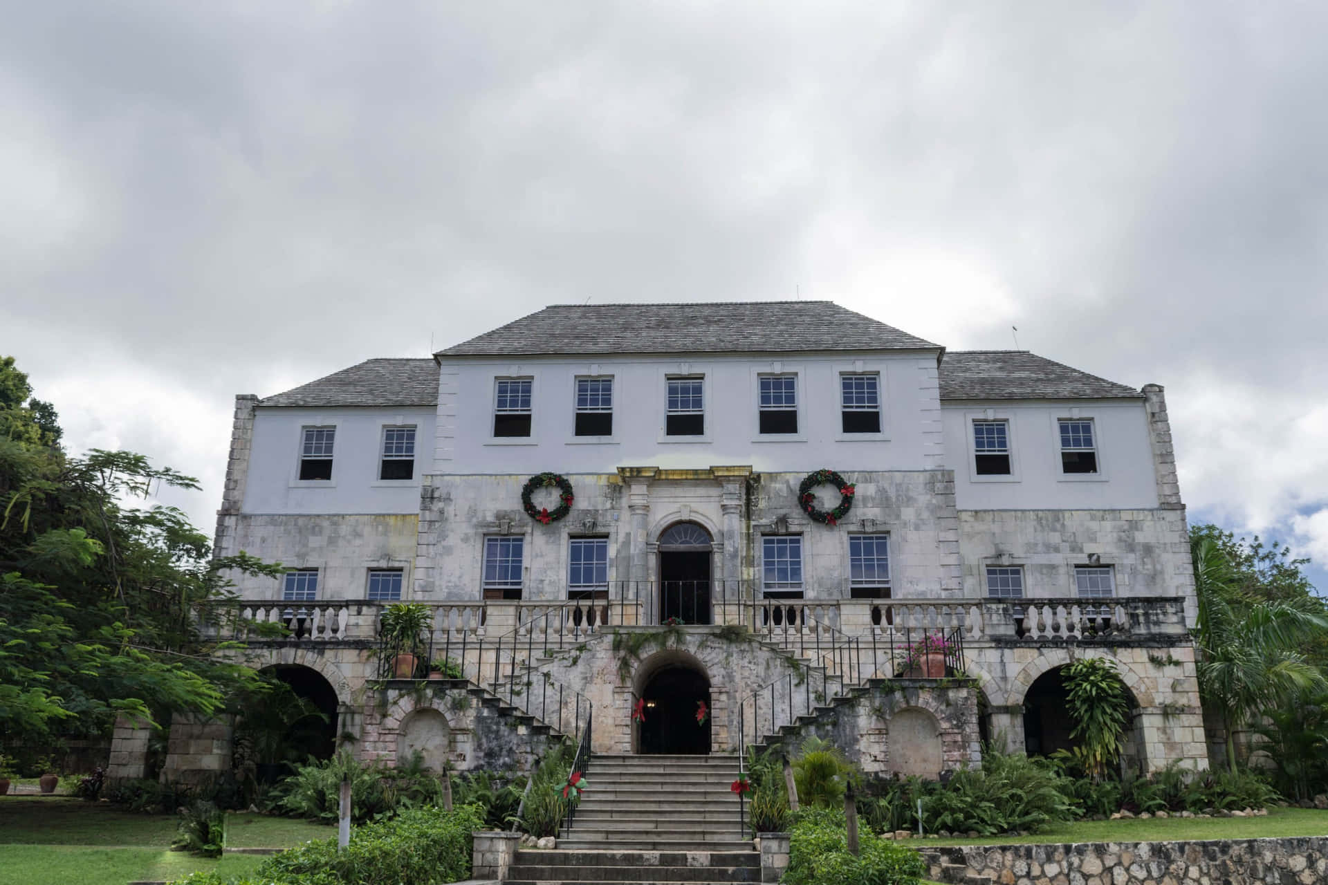 Rose Hall Great House Dark Cloudy Sky Background