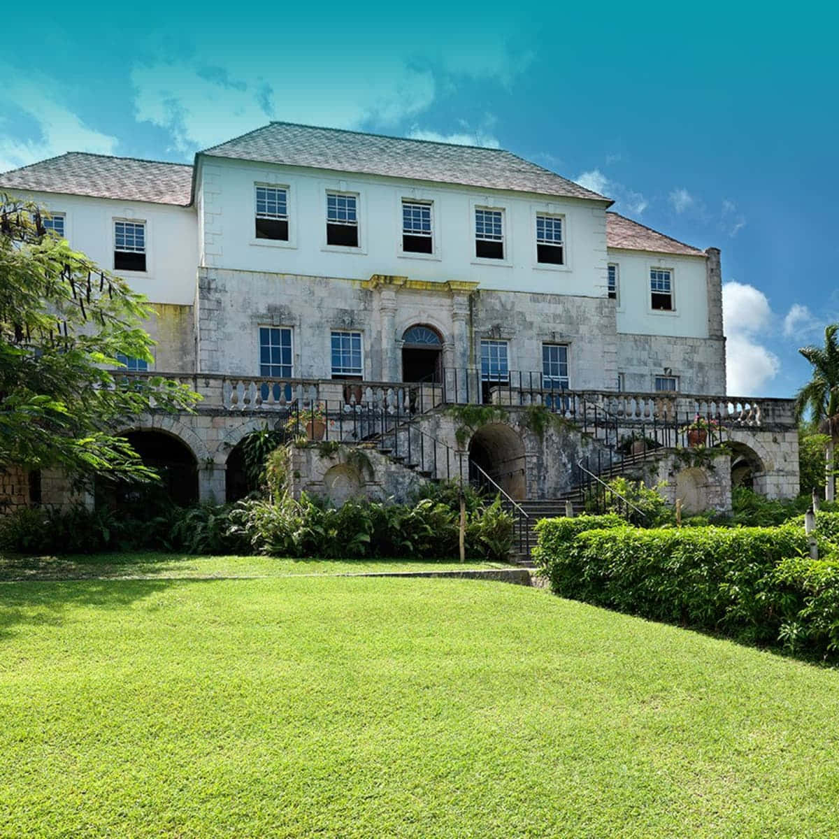 Rose Hall Great House Grass Lawn Background