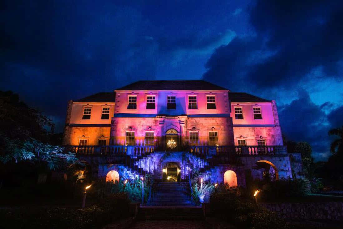 Rose Hall Great House Night Lights Background
