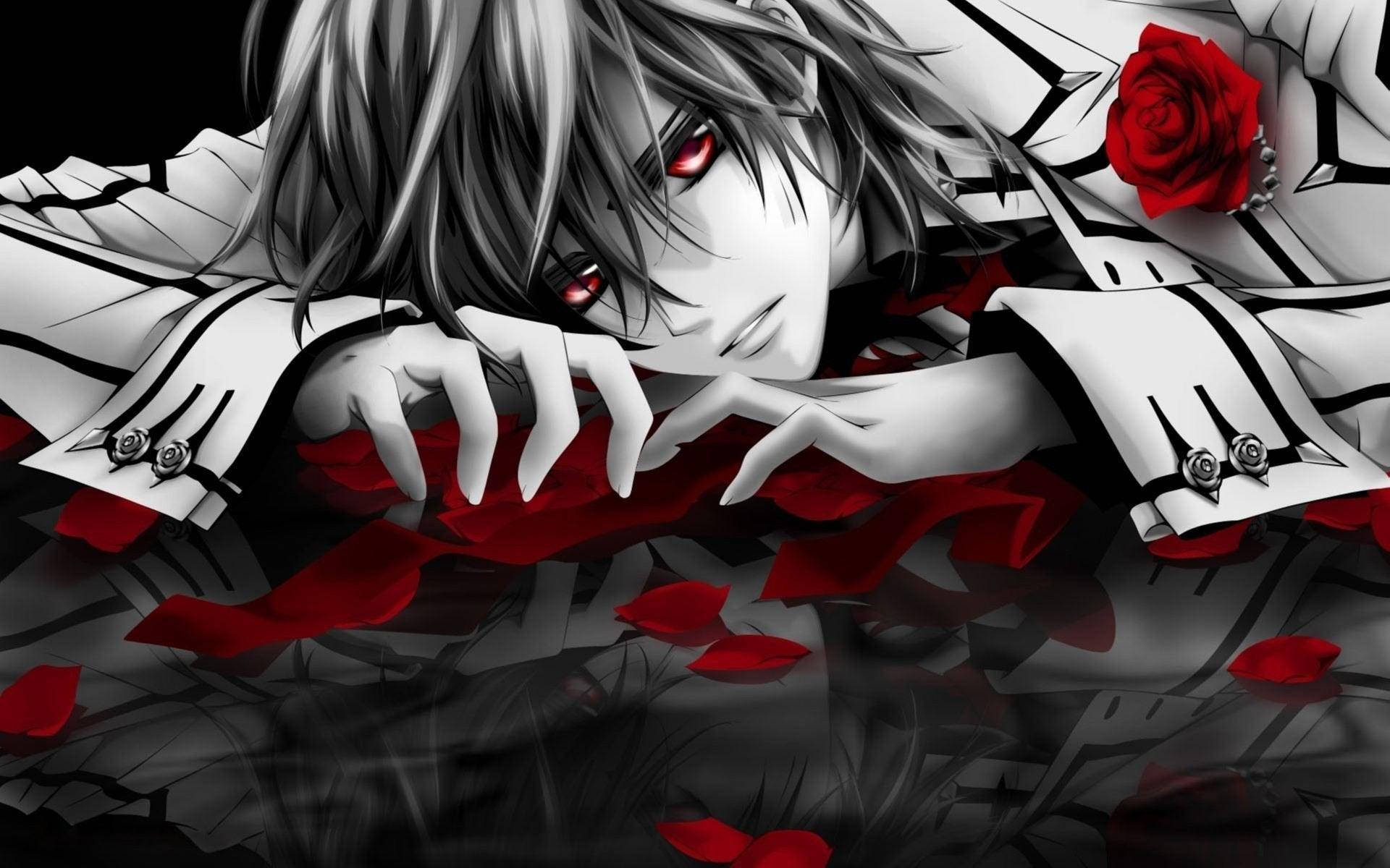Rose Petals Sad Anime Boy
