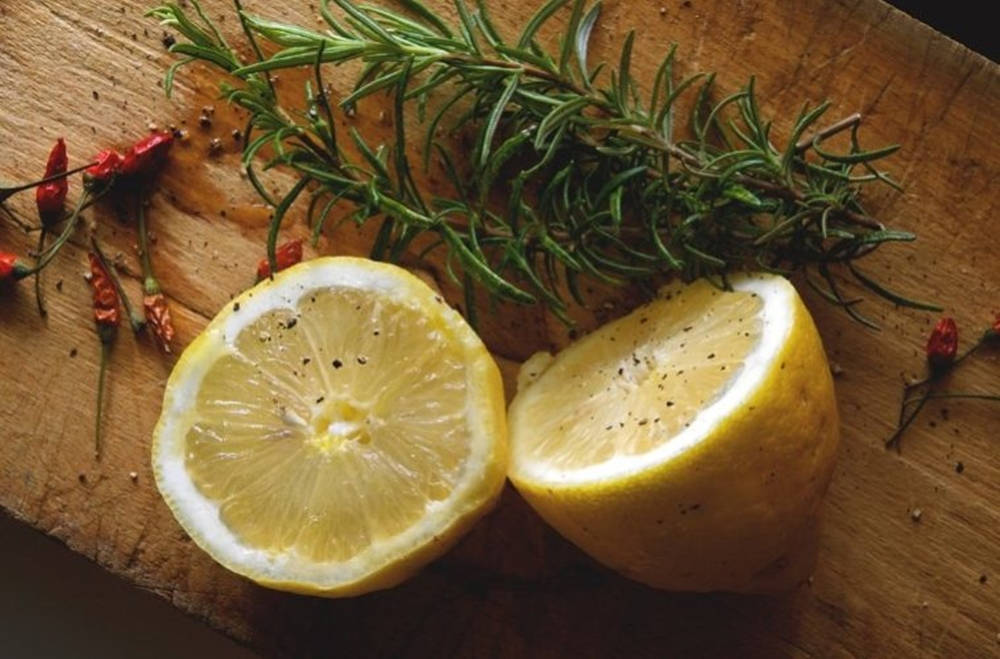 Rosemary Lemon And Pepper Background