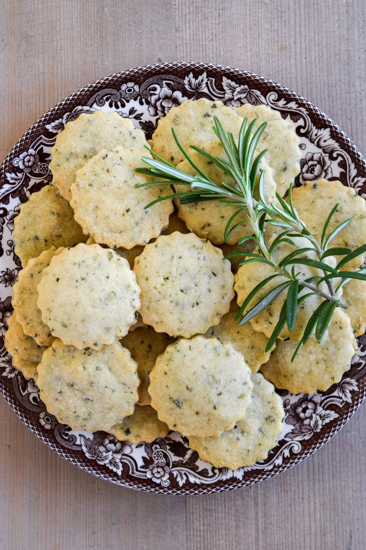 Rosemary On Shortbread Cookies Background