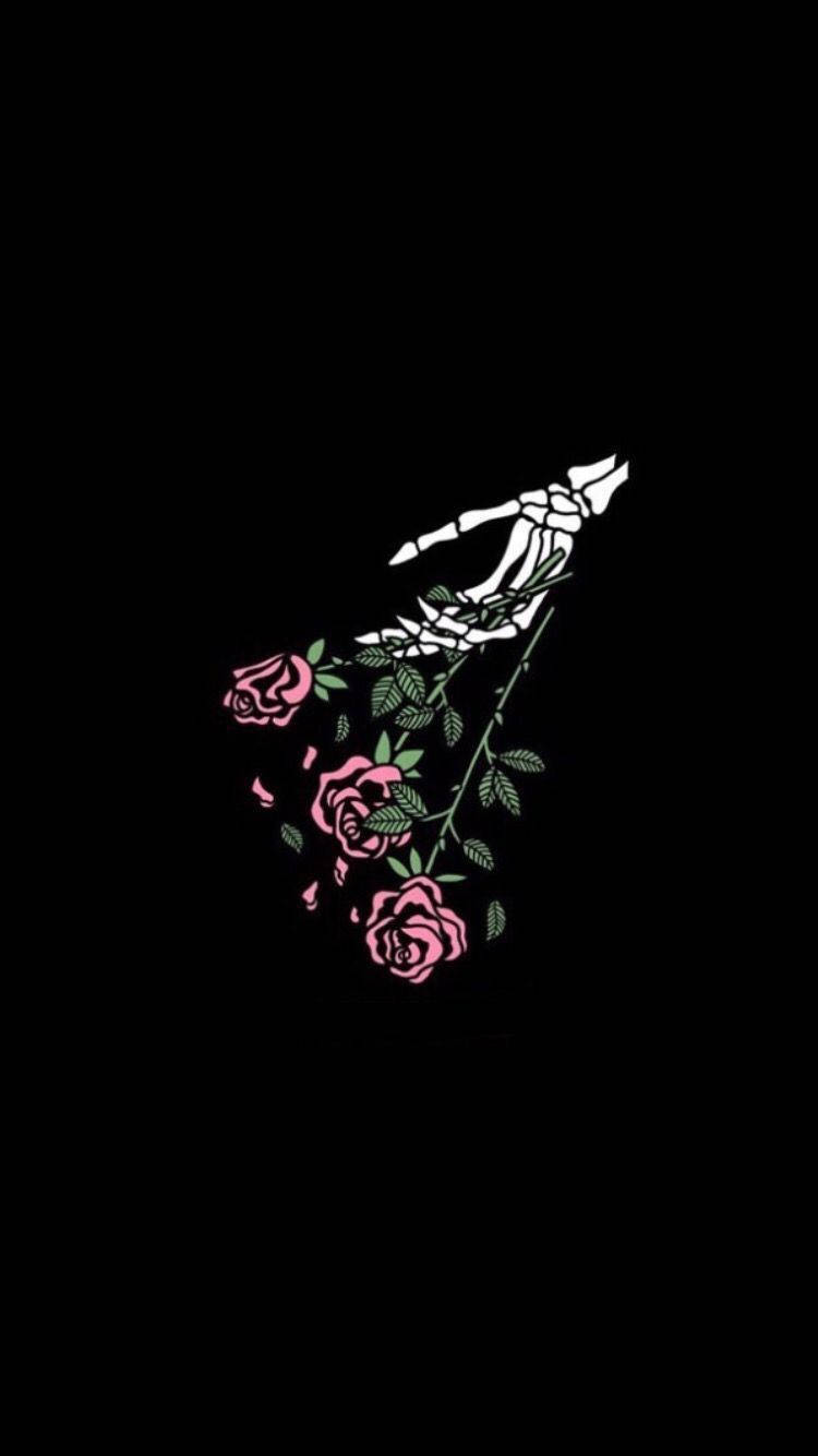 Roses And Skeleton Sad Theme Background
