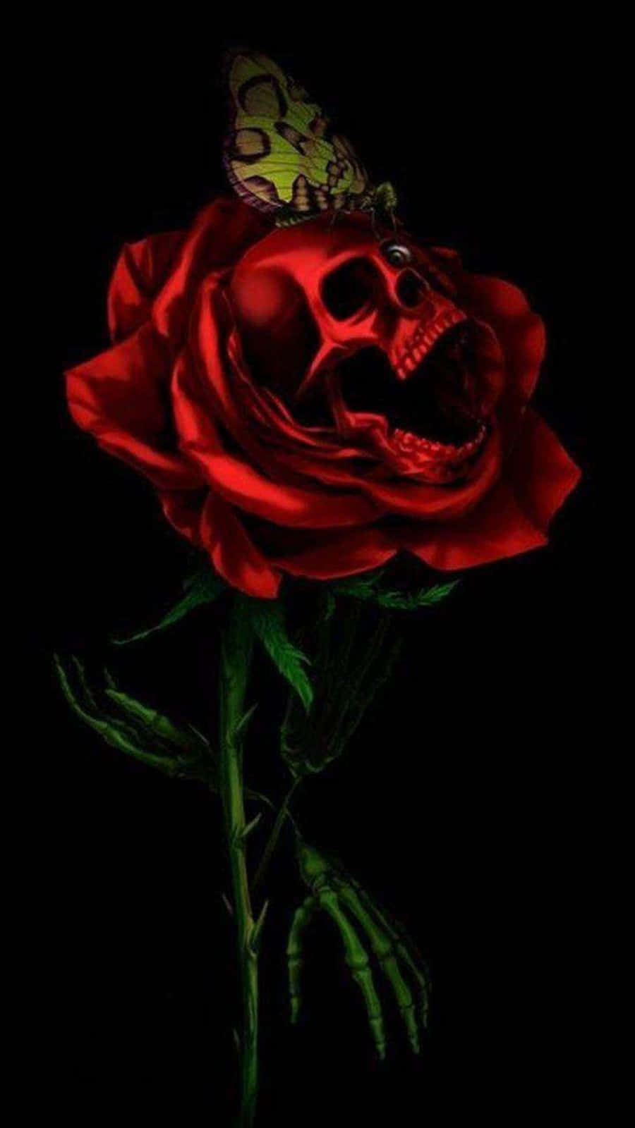 Roses And Skulls Accentuate The Beauty And Fragility Of Life. Background