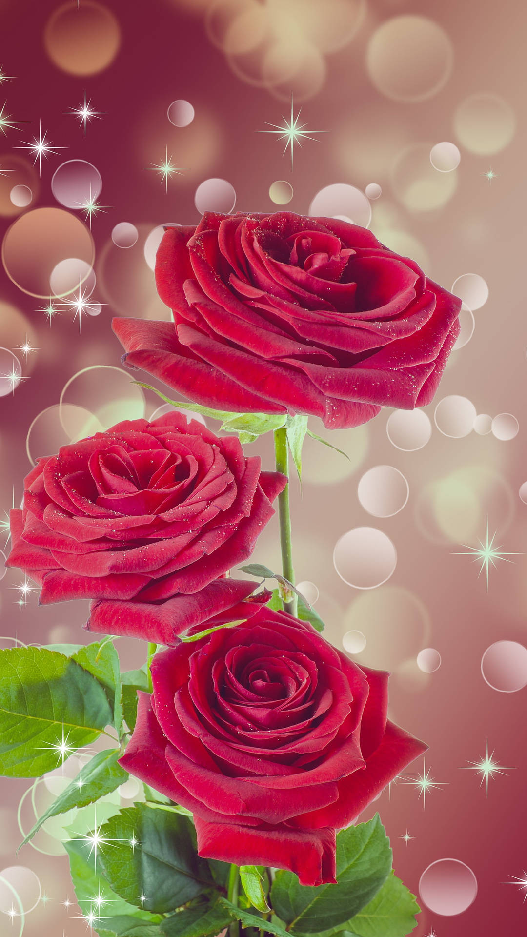 Roses And Sparkles Flower Mobile Background