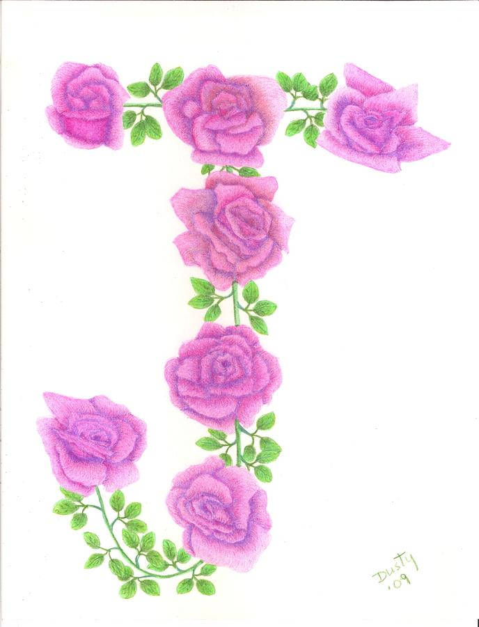 Roses And Vines Letter J Background