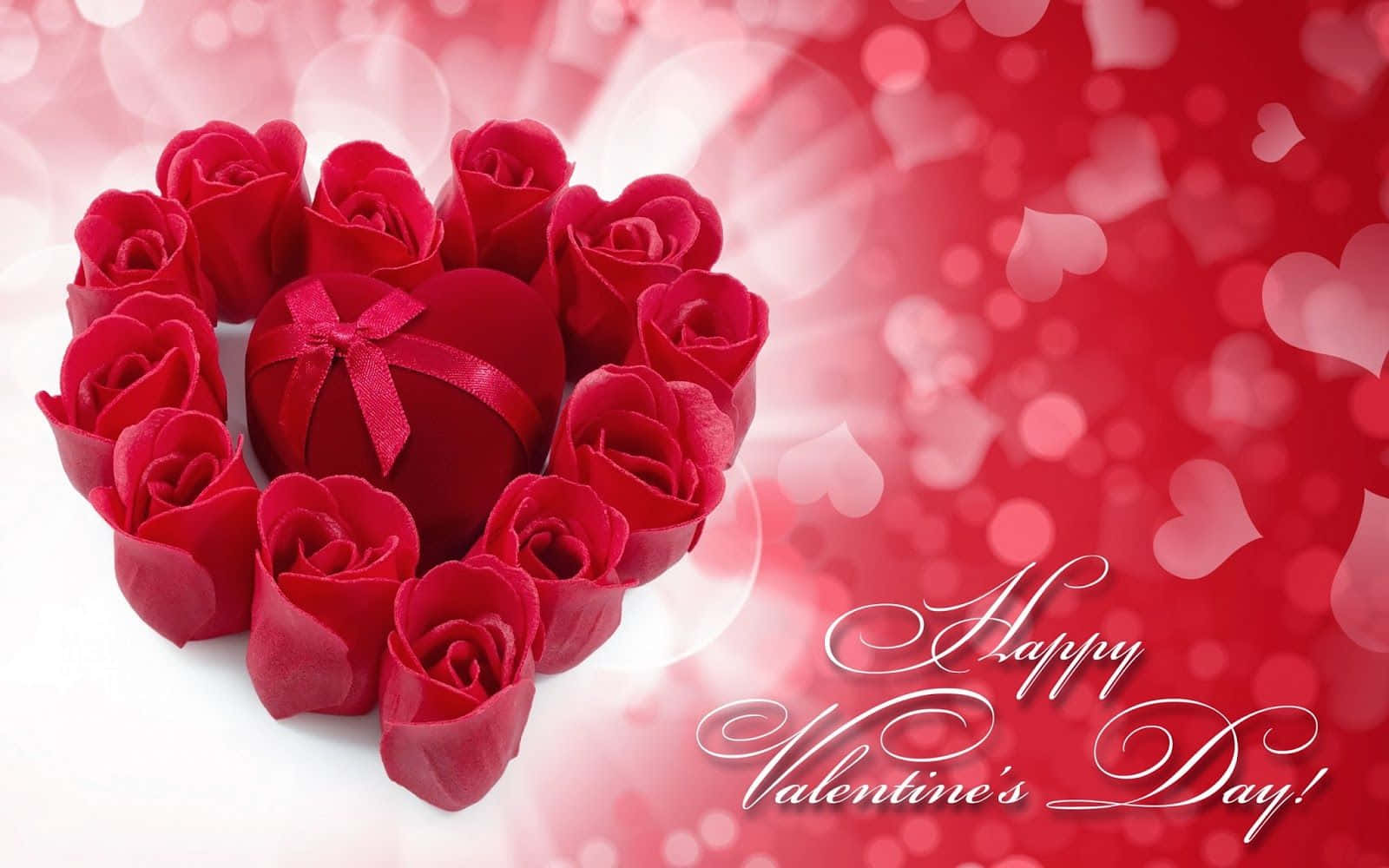 Roses Forming Heart Shape Happy Valentines Day Hd Background