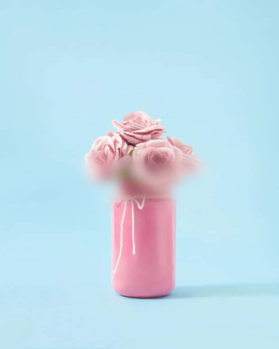 Roses Pink And Blue Aesthetic Background