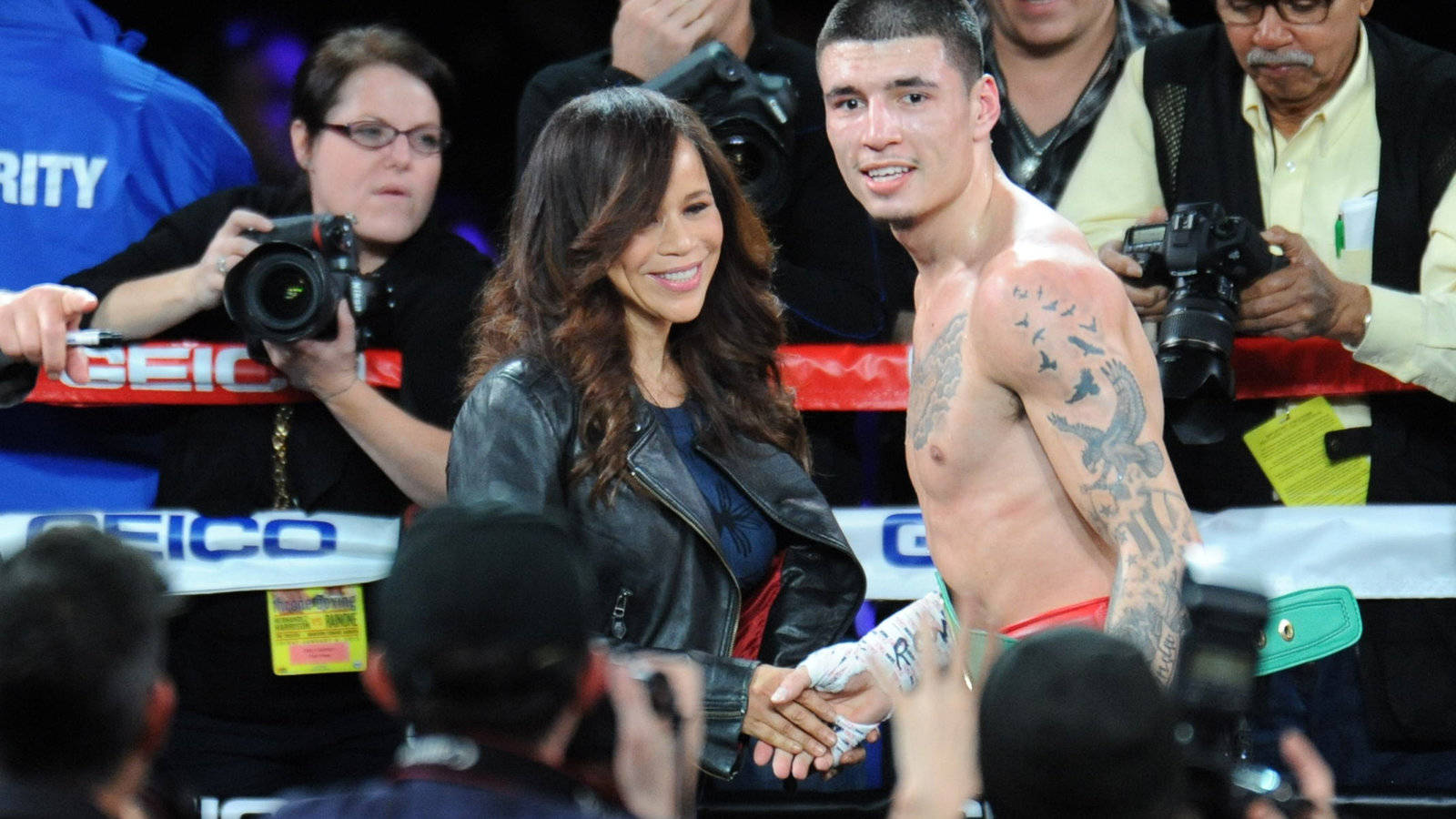 Rosie Perez Handshake Dusty Hernandez-harrison Background