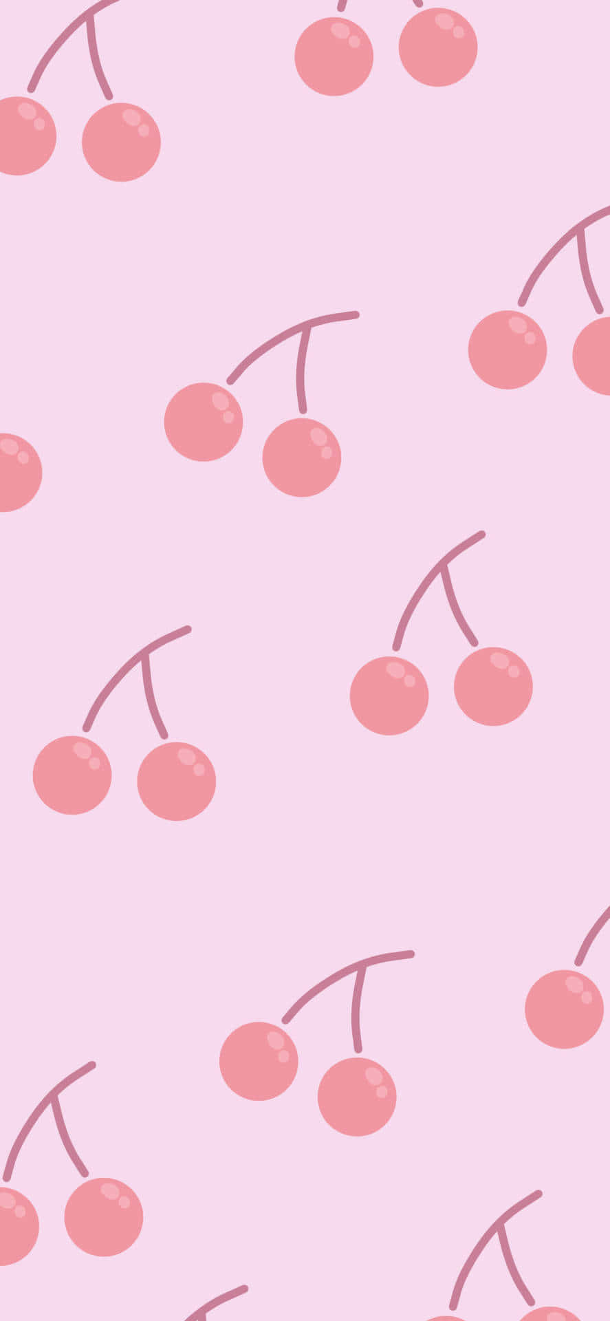 Round And Pink Cute Cherries Background