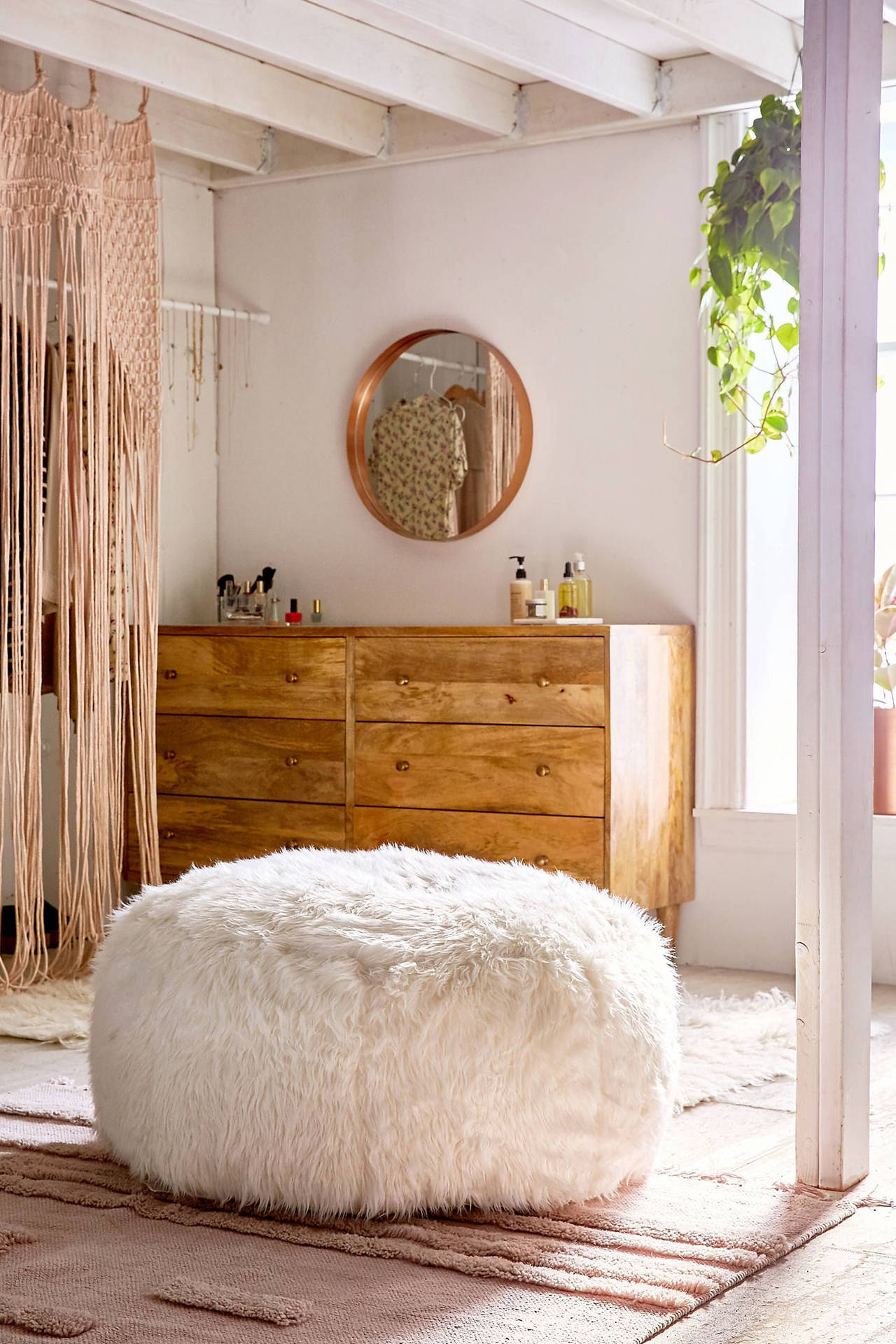 Round Fur Couch Inside A Stylish Room