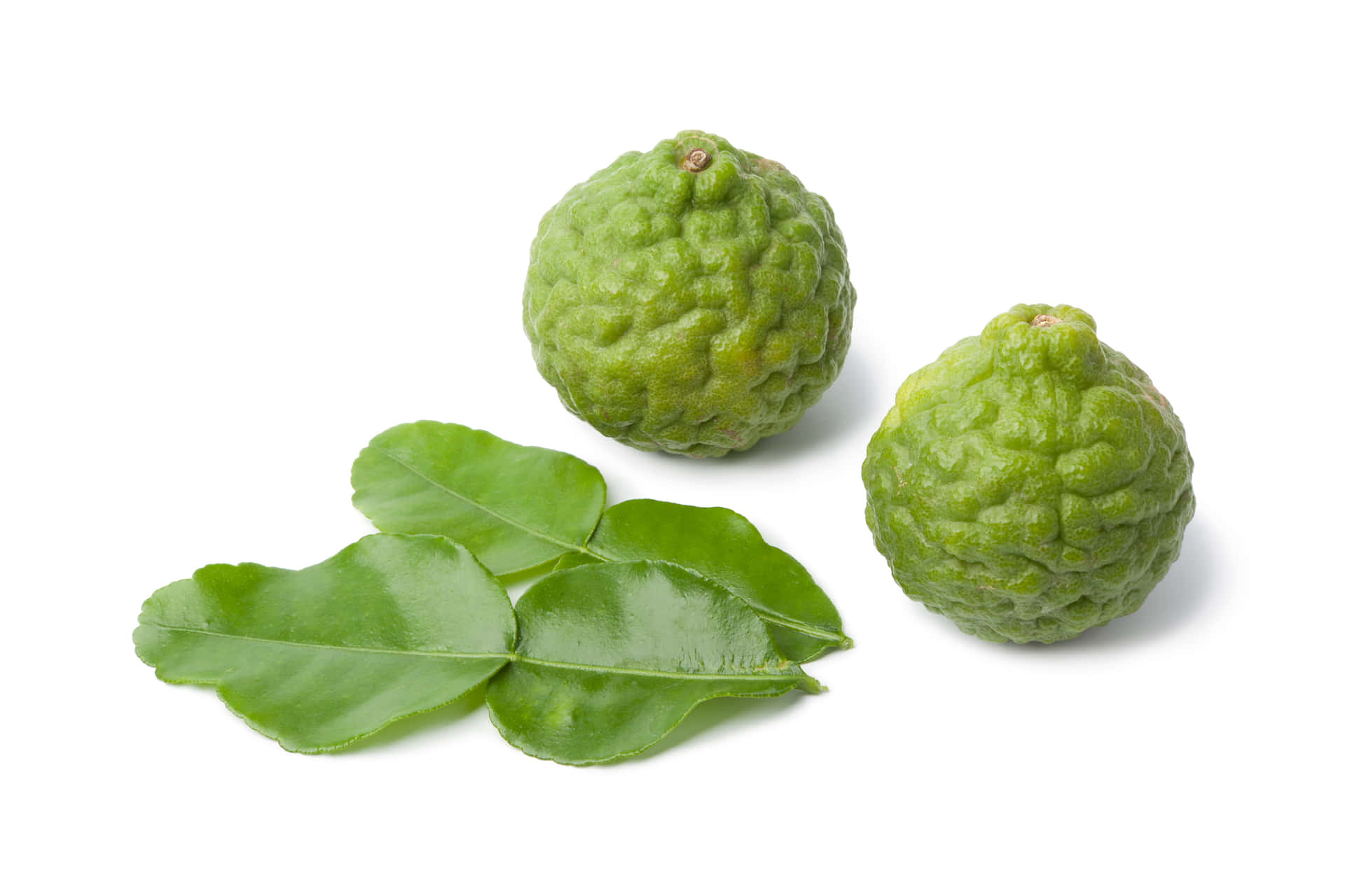 Round Green Kaffir Lime With Leaves Background