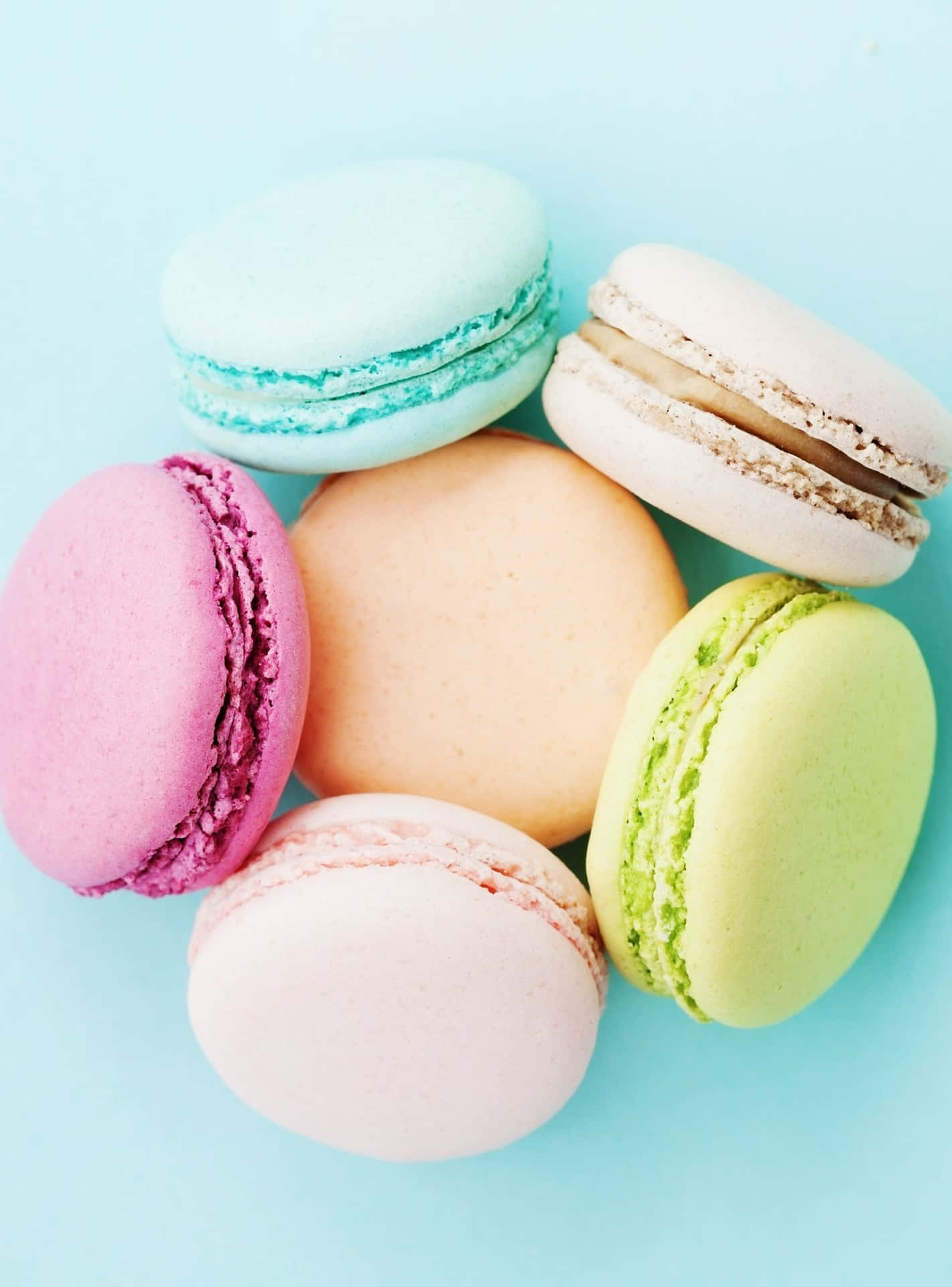 Round Pastel Colored French Macaron Background