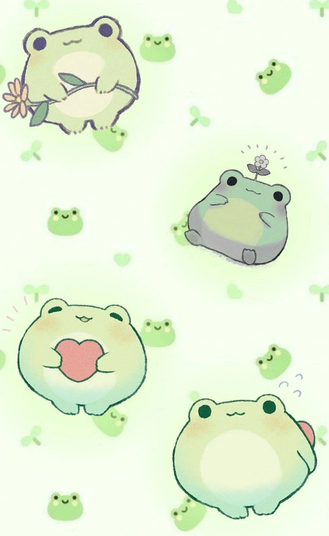Round Shape Kawaii Frog In White Background