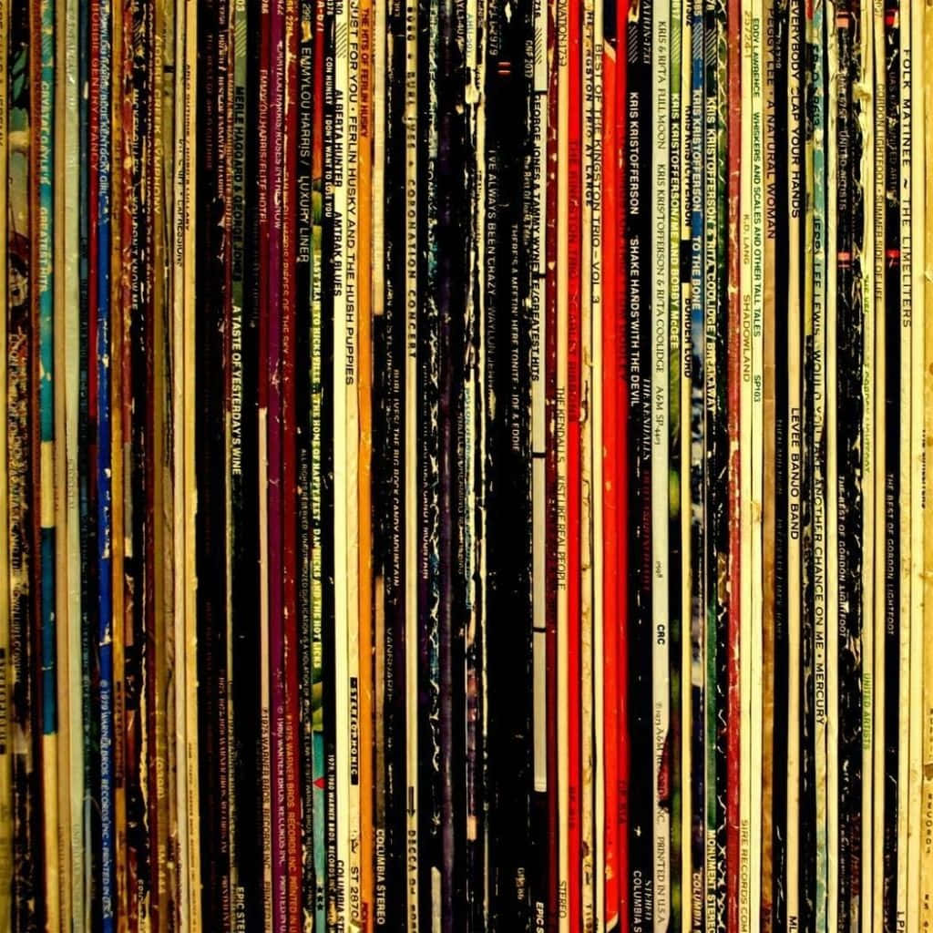 Row Of Vinyl Record Sleeves Background