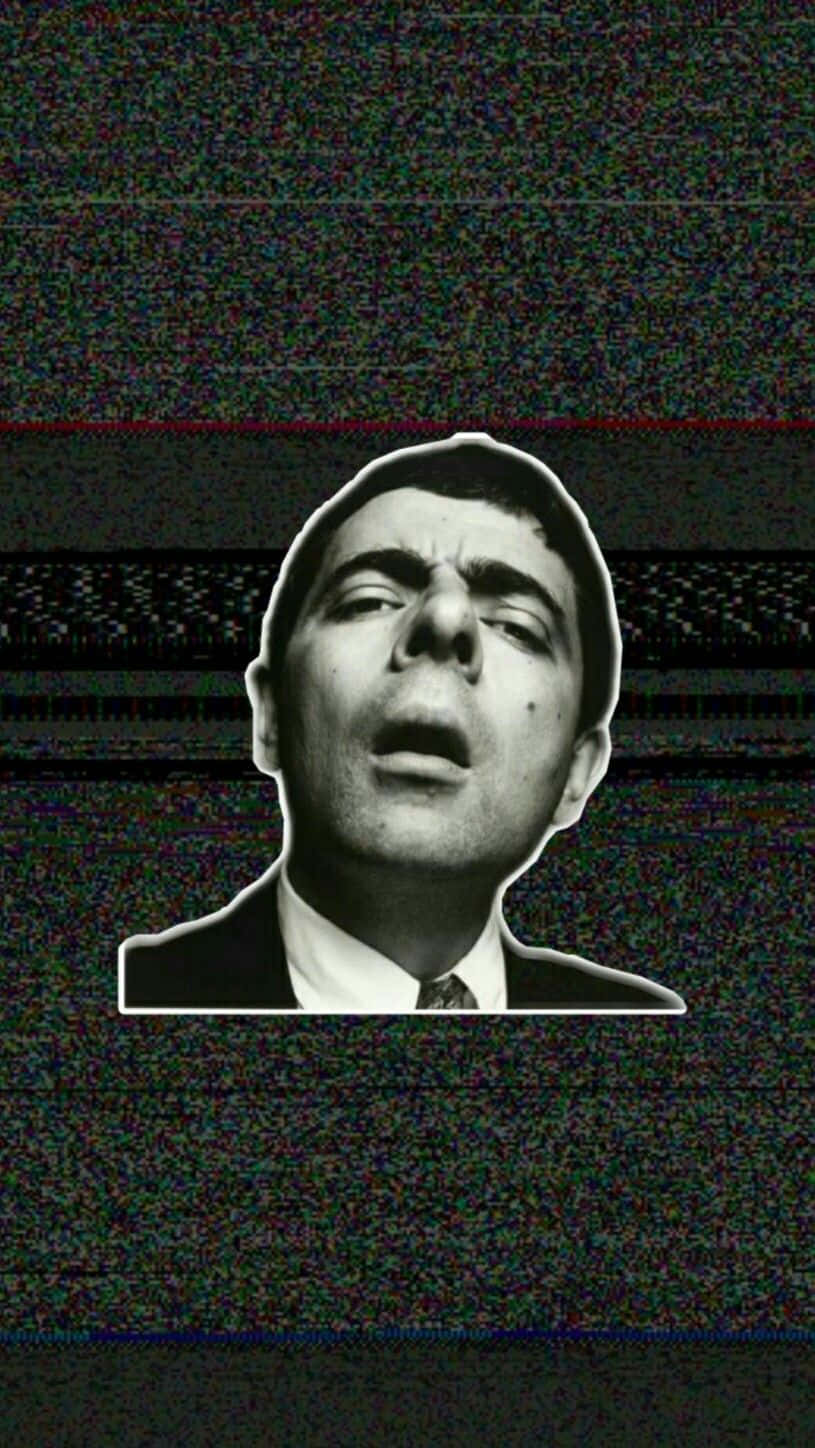 Rowan Atkinson Expressive Face T V Static Background