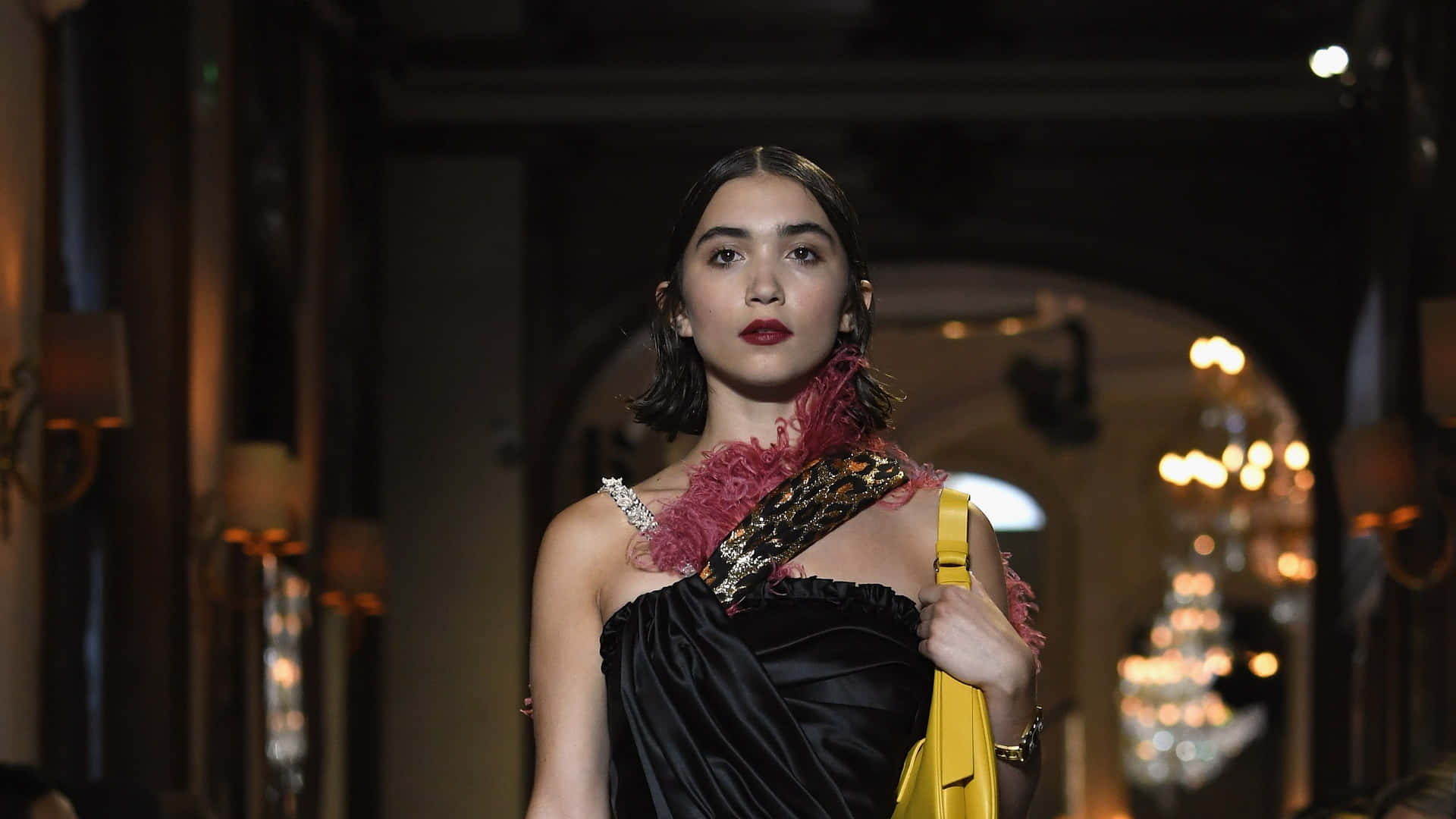 Rowan Blanchard Walking For Miu Miu Background