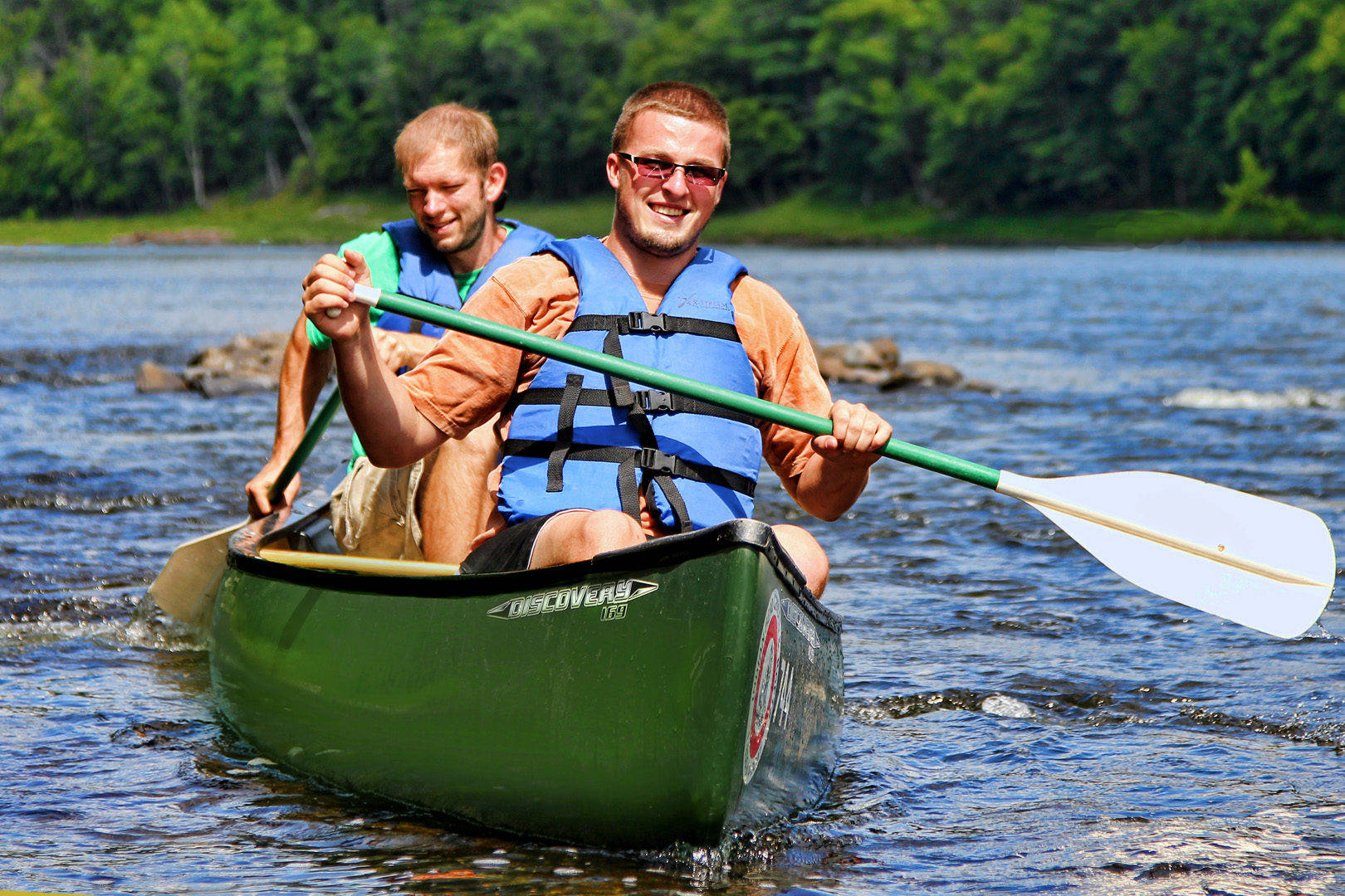 Rowing At Different Side Canoeing Background