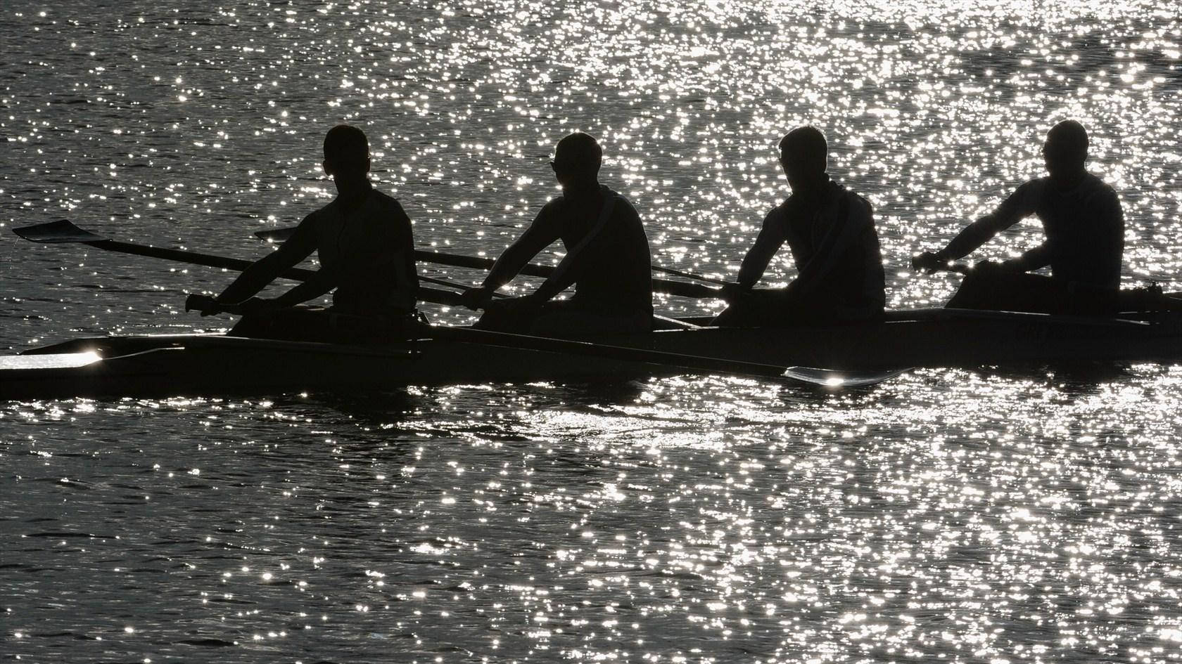 Rowing Crew Silhouette Background
