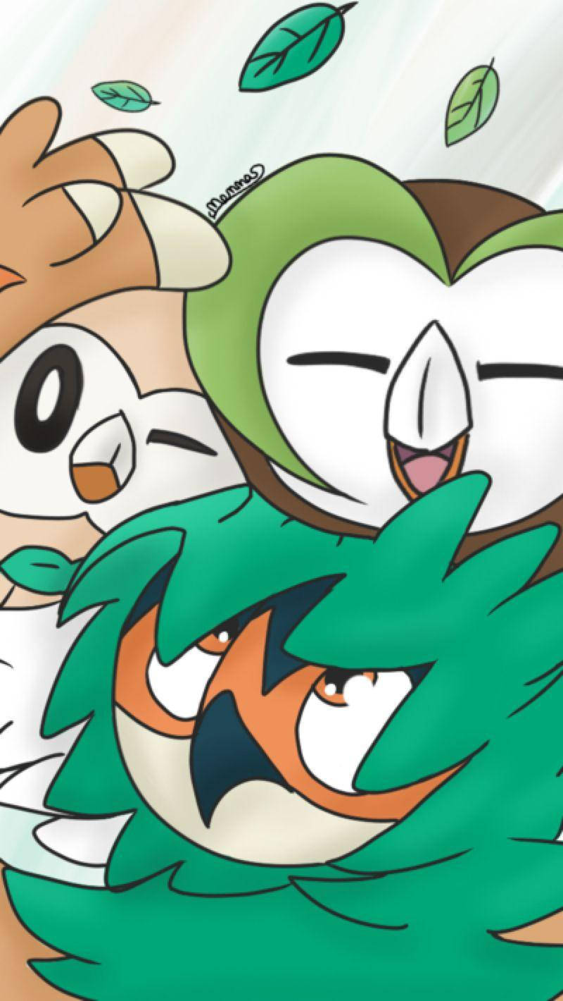 Rowlet Dartrix Decidueye Hug Background