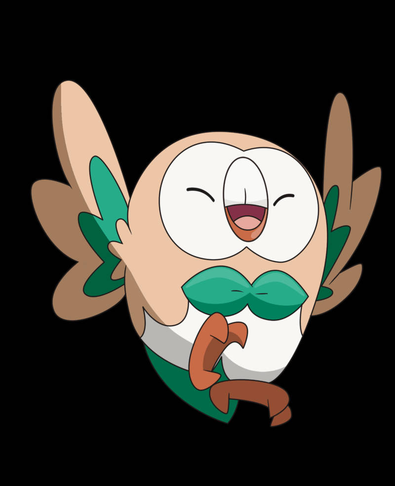 Rowlet Happy White Background Background