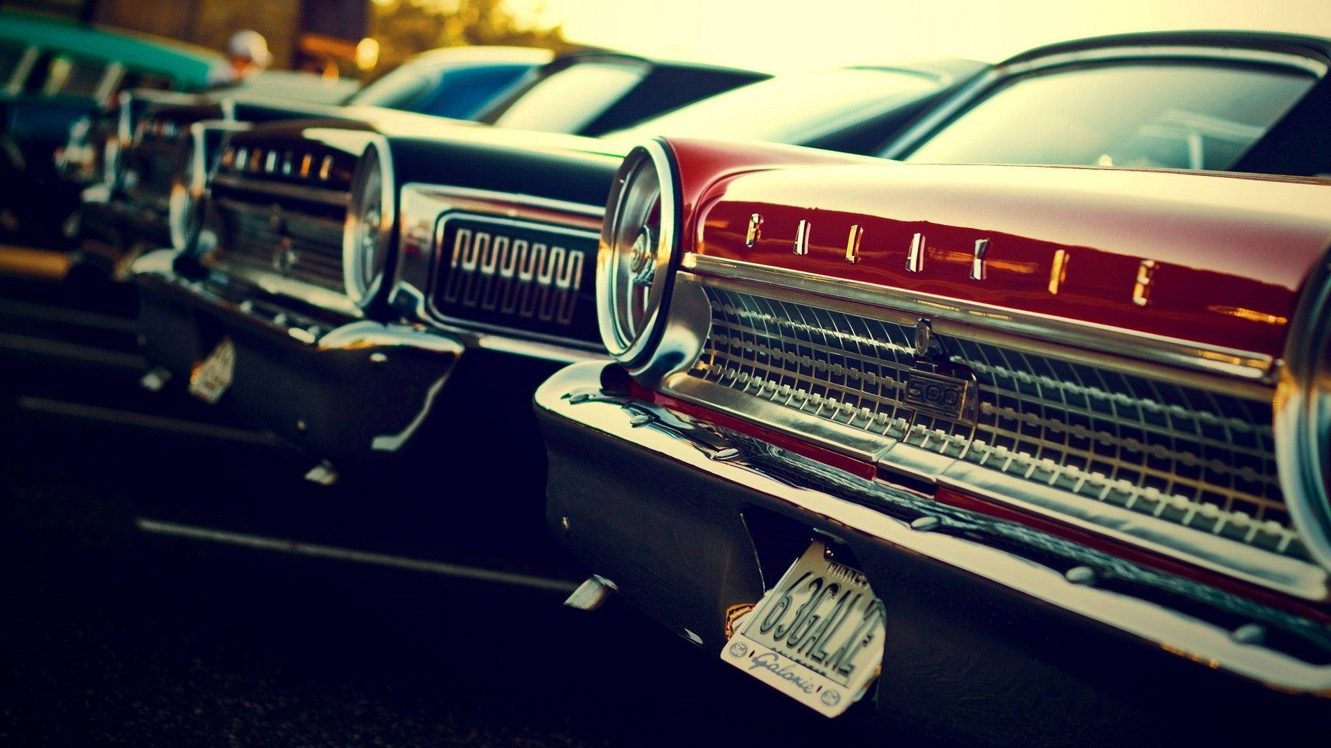 Rows Of Classic Cars Background