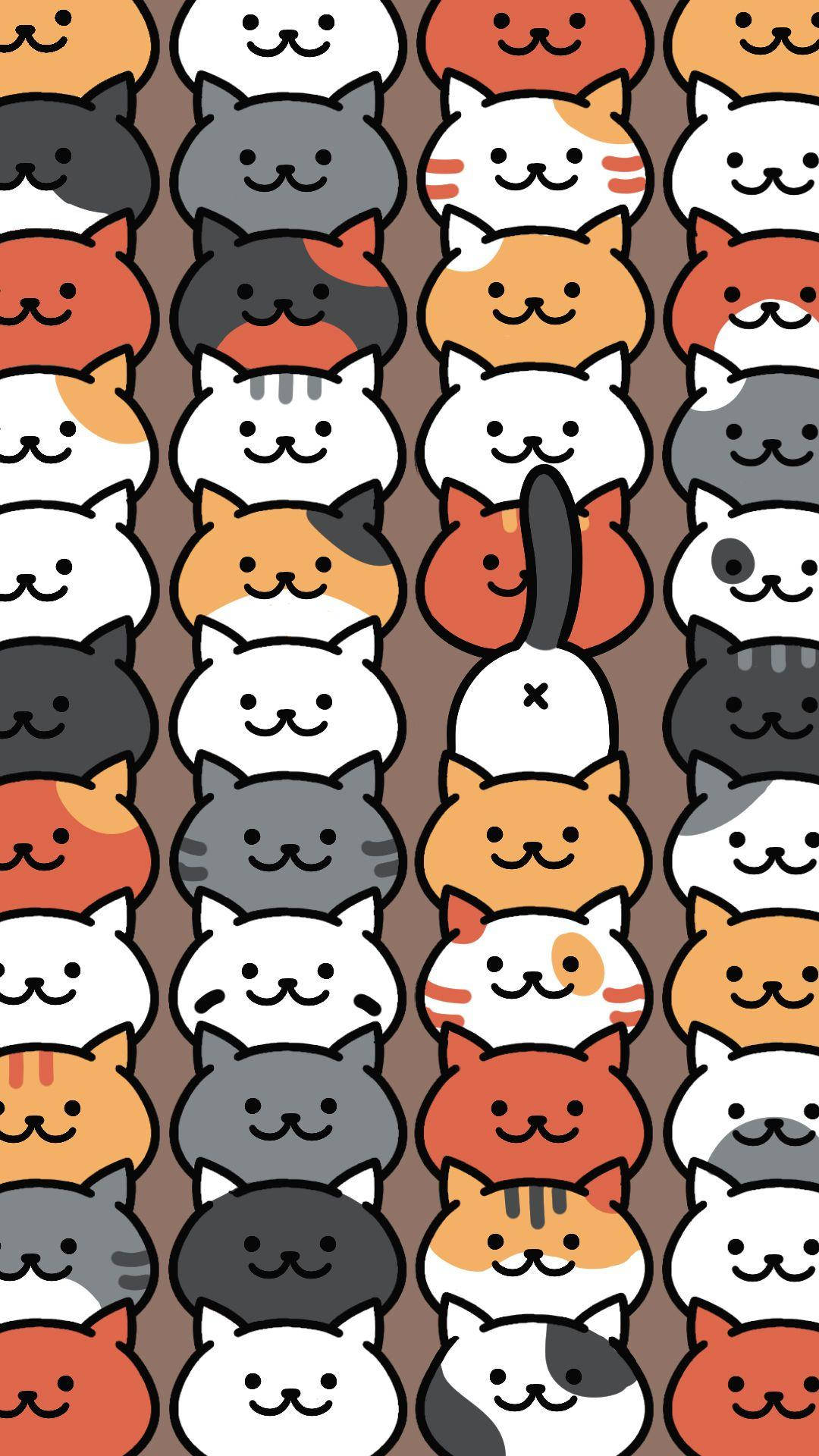 Rows Of Kawaii Cats Background
