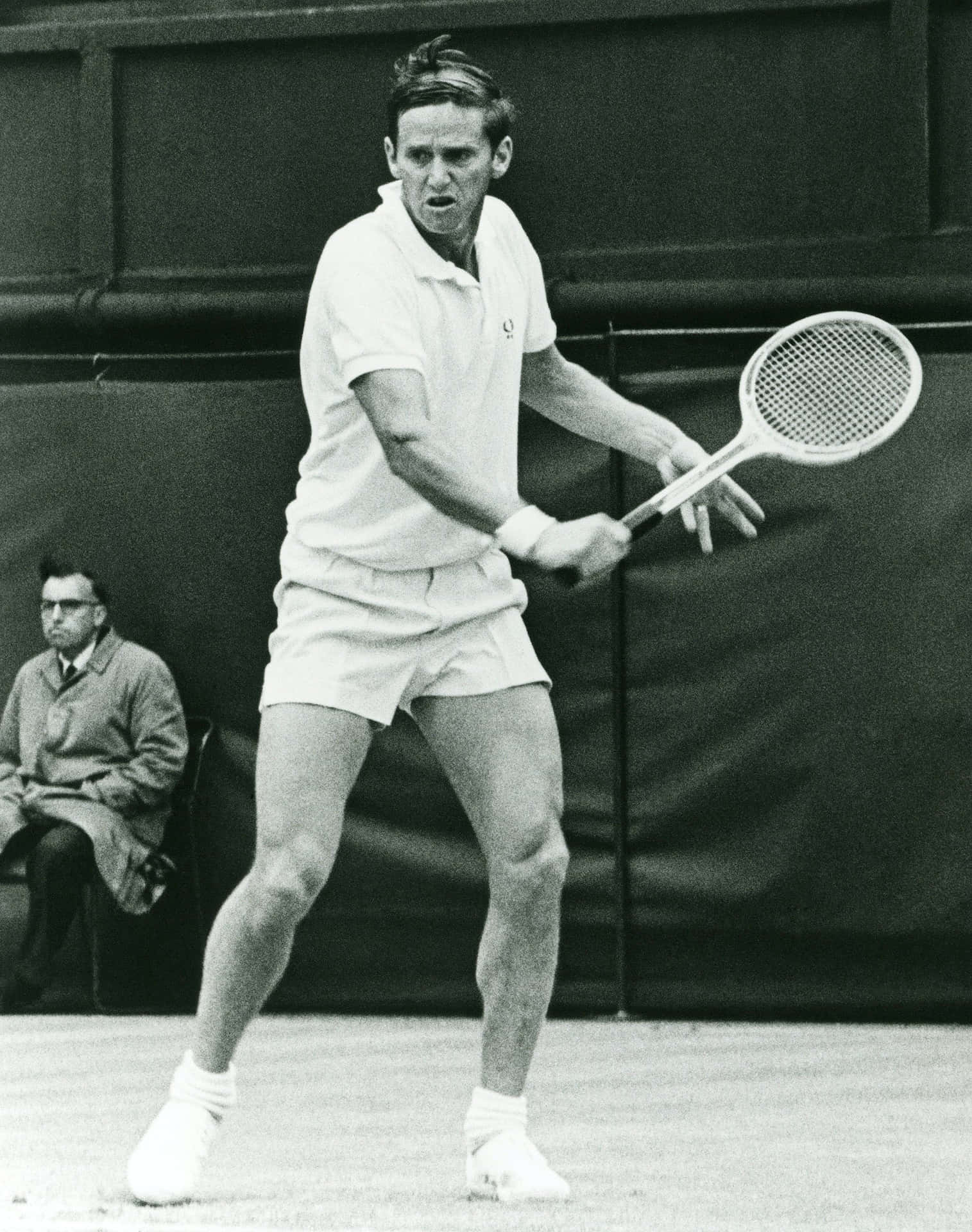 Roy Emerson Prepares To Receive Ball Background