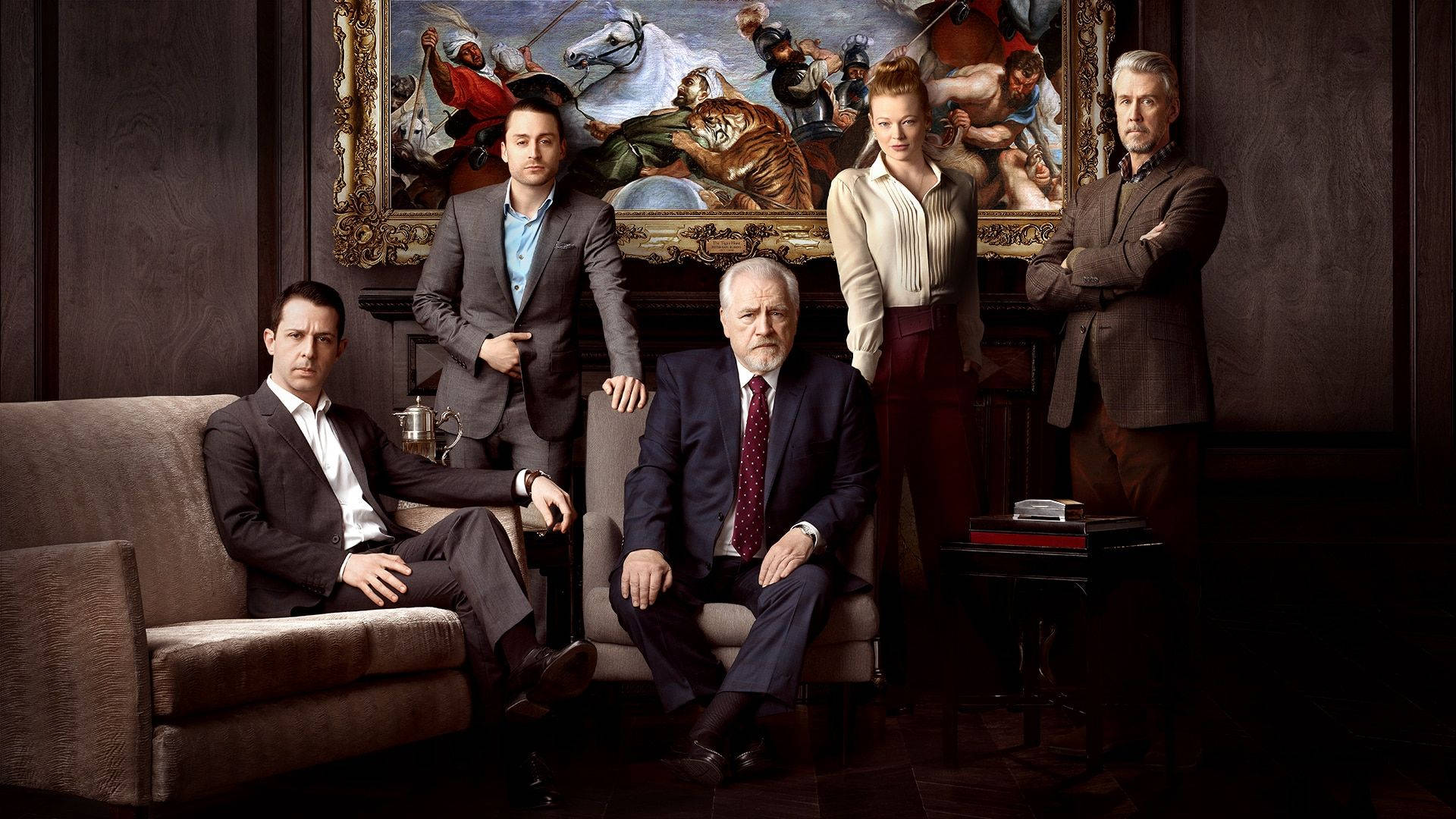Roy Family Gathering In Fancy Living Room In Hbo's Succession Background