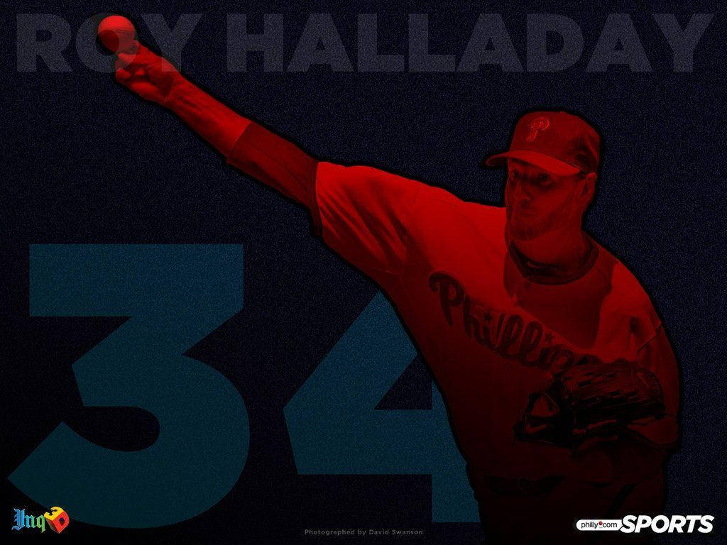 Roy Halladay Blue And Red Graphic Background
