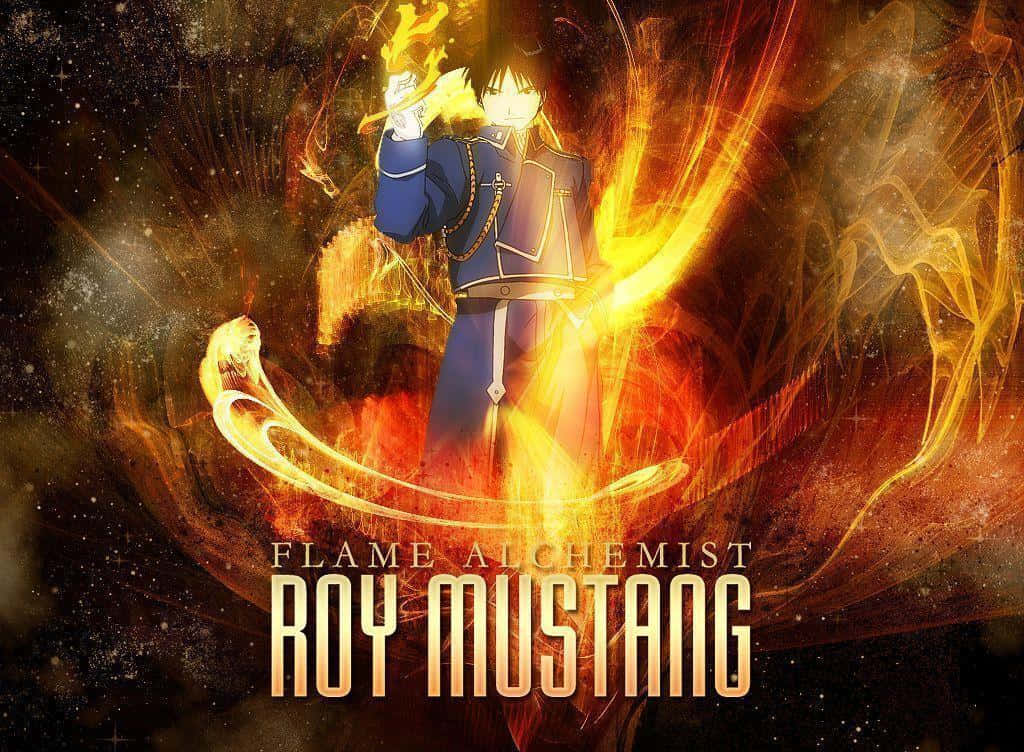 Roy Mustang Showcases His Flame Alchemy Powers Background