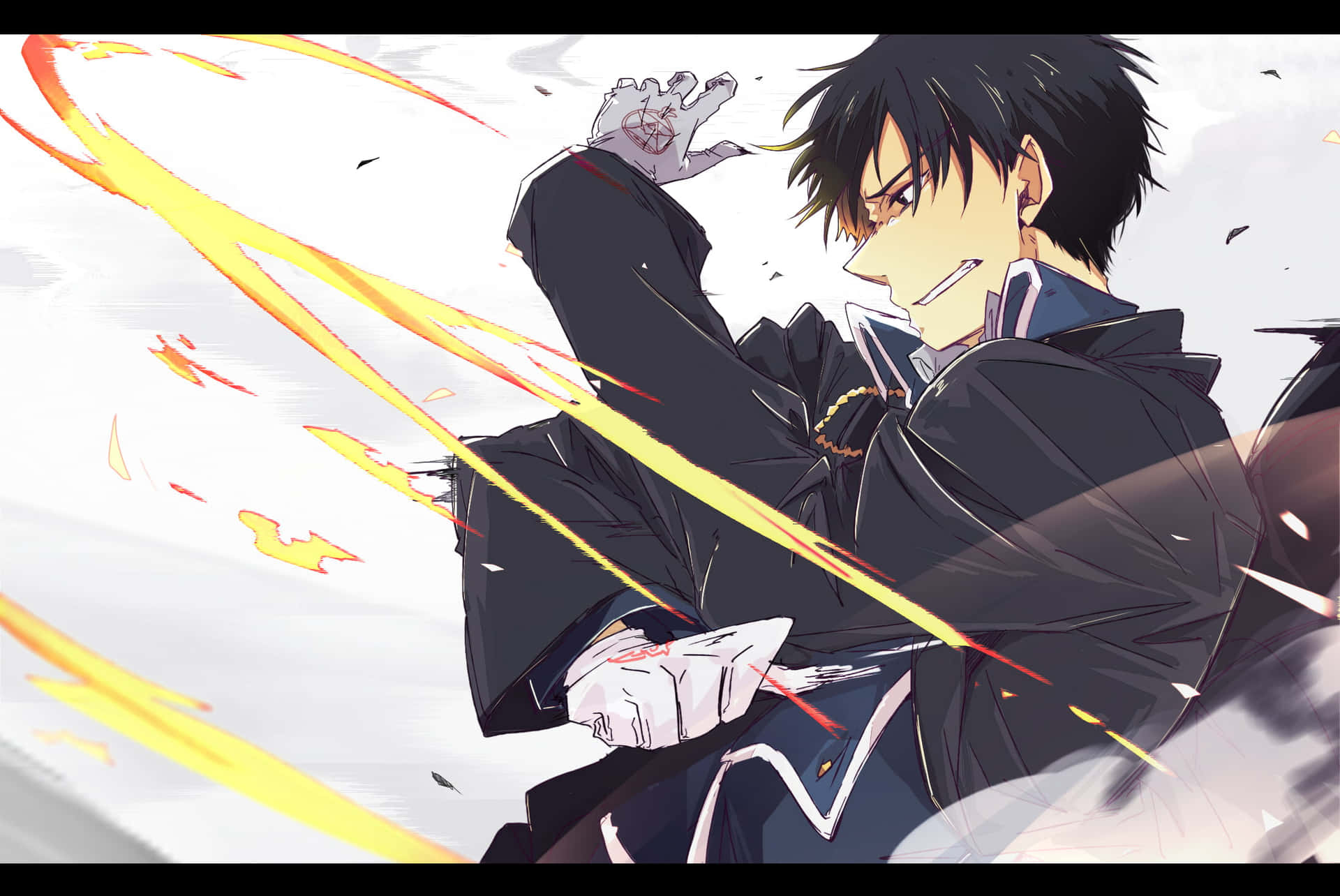 Roy Mustang, The Flame Alchemist, Displaying His Fire Power Background