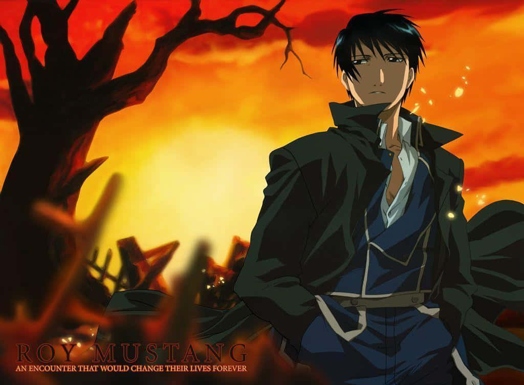 Roy Mustang: The Flame Alchemist In Action Background