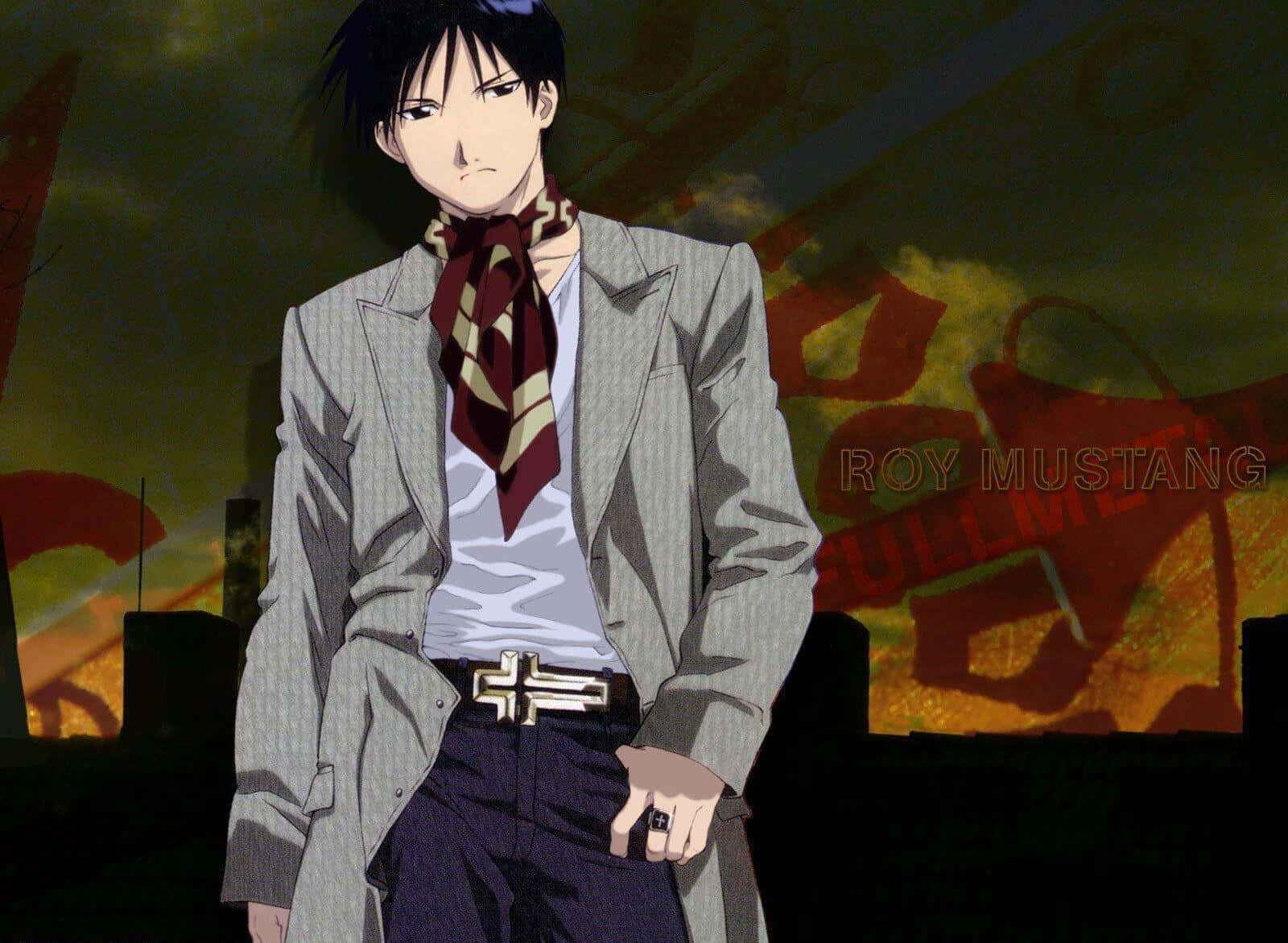 Roy Mustang: The Flame Alchemist In Action Background