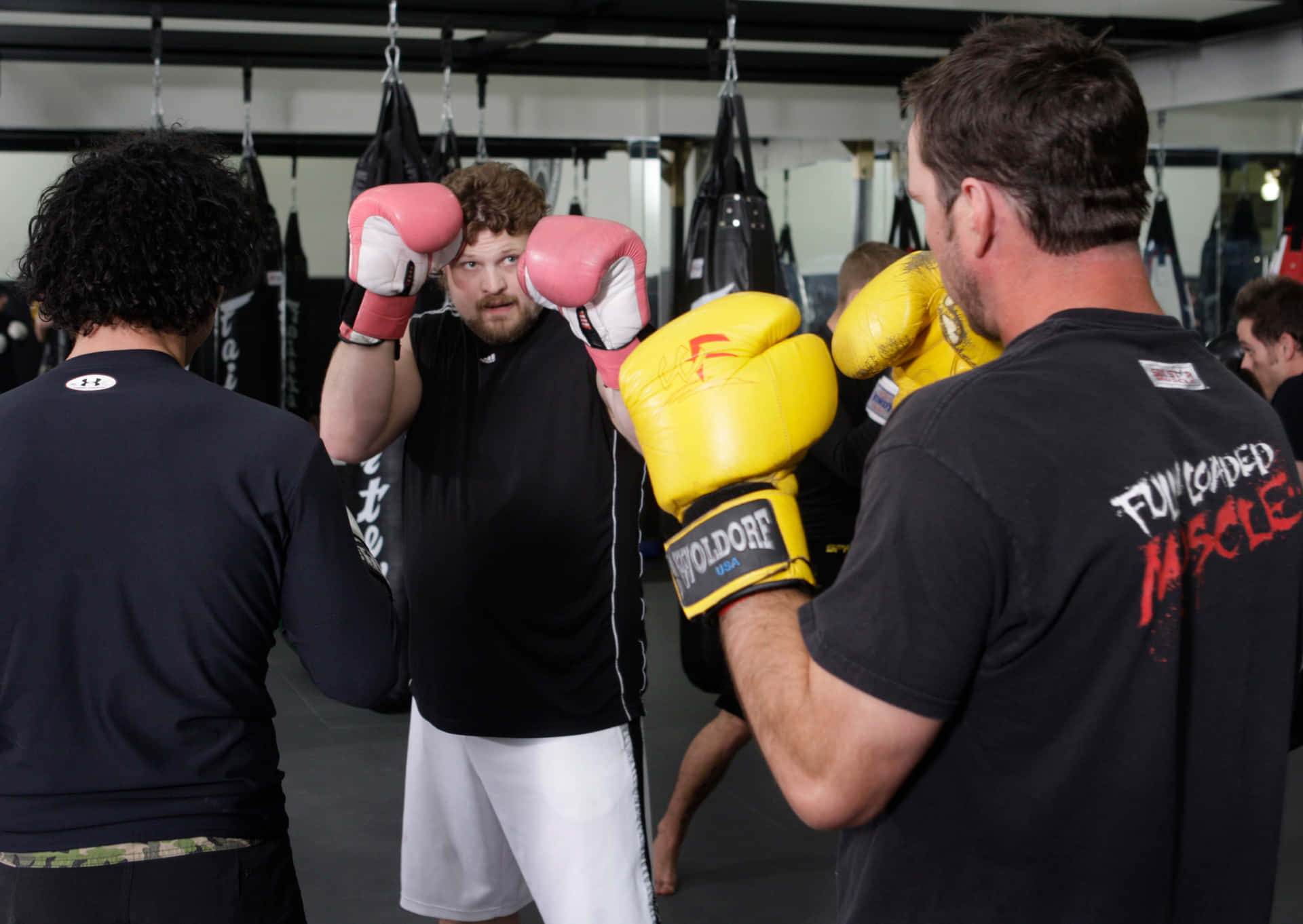 Roy Nelson Training With Pink Gloves Background