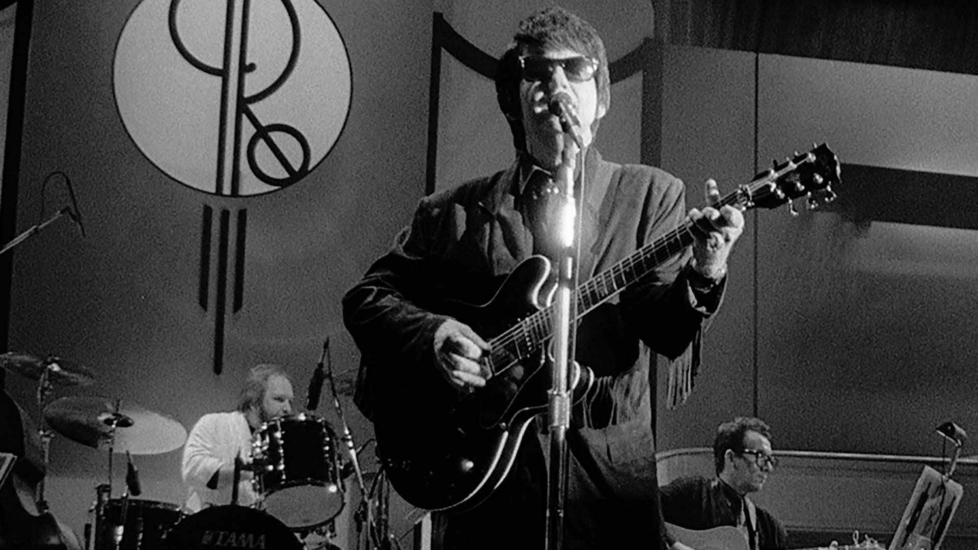 Roy Orbison Black And White Playing With His Band