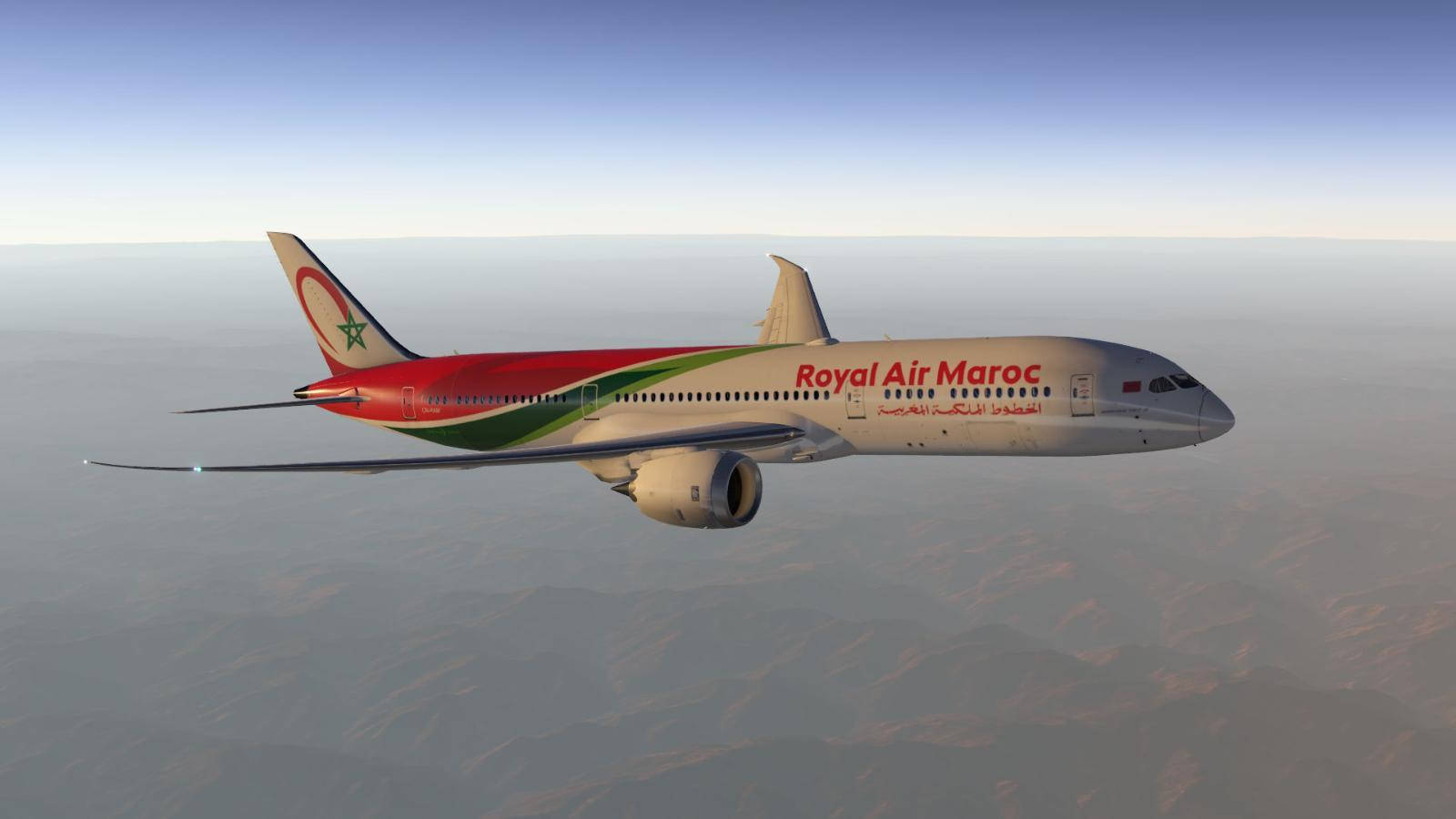 Royal Air Maroc Passenger Aircraft In Flight Background