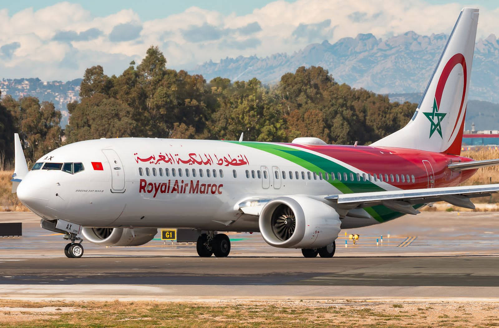 Royal Air Maroc Plane On Runway Background