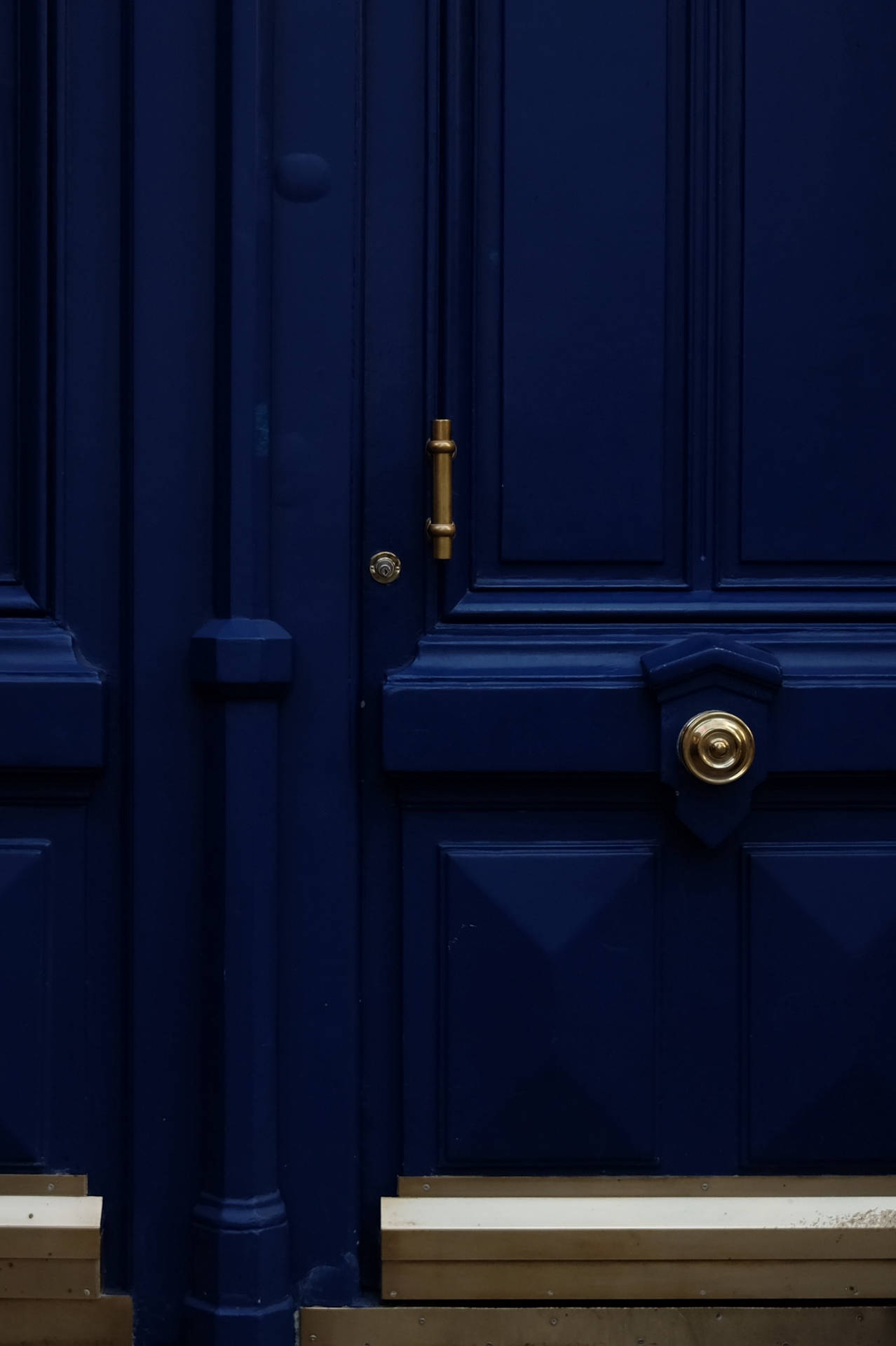 Royal Blue Door With Gold Knob Background