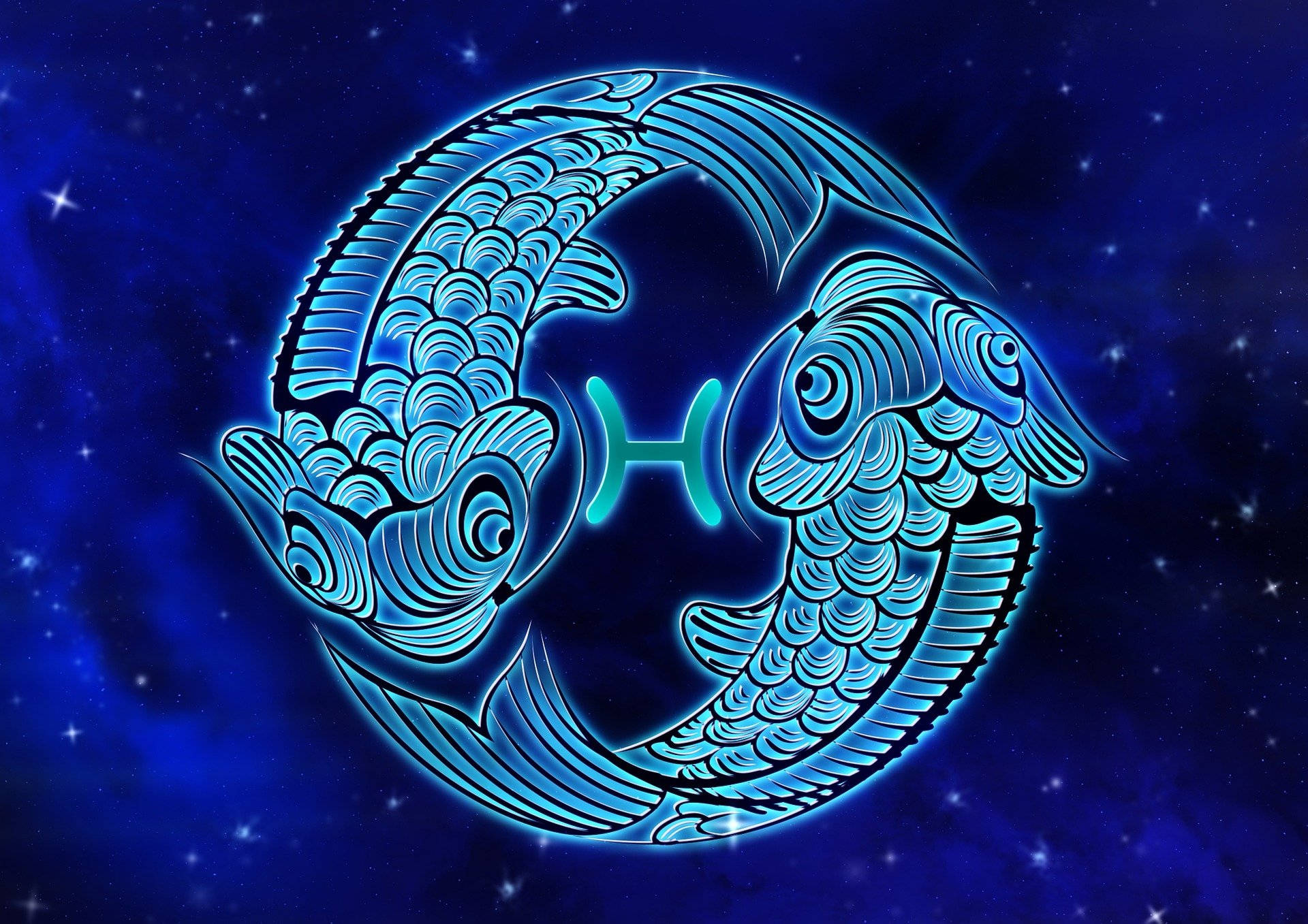 Royal Blue Pisces Star Sign Background