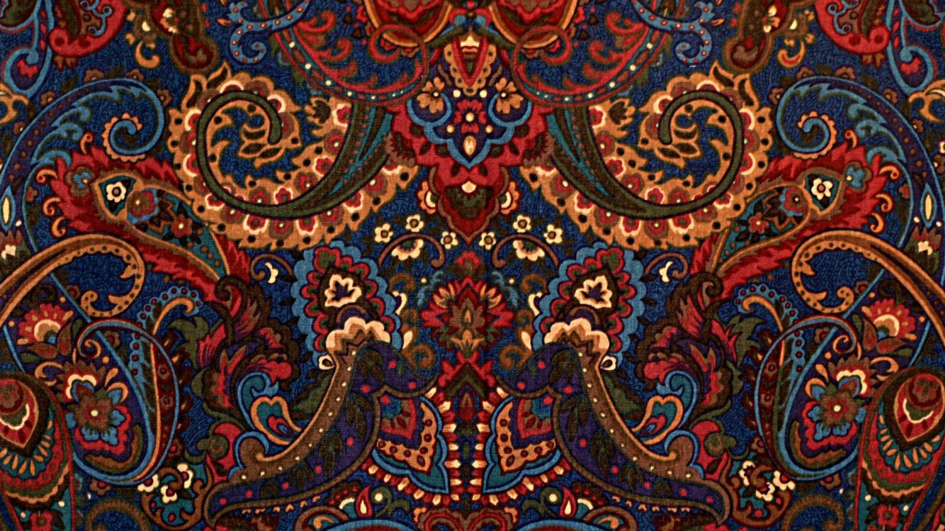 Royal Blue Red Paisley Print Background