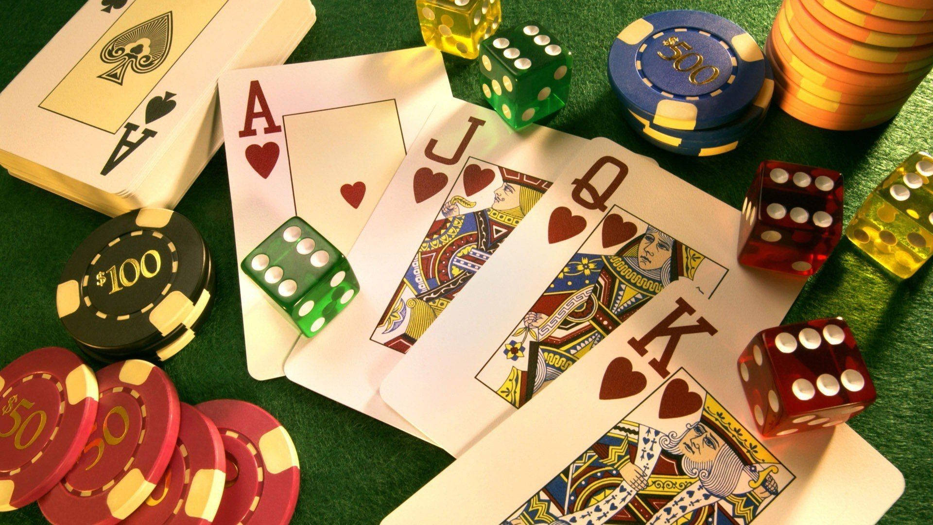 Royal Flush Cards Baccarat Game Table Background