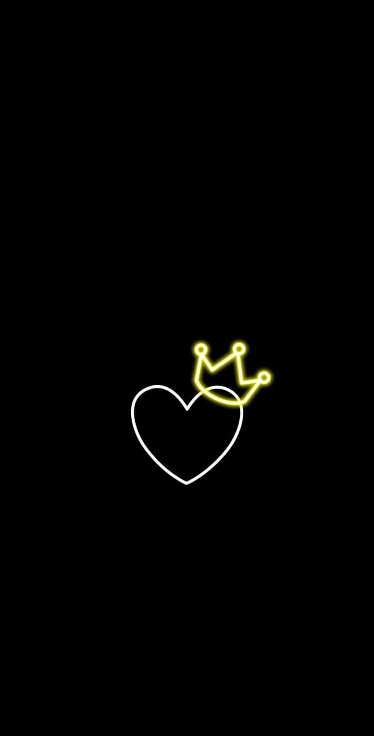 Royal Heart Neon Signon Black Background Background